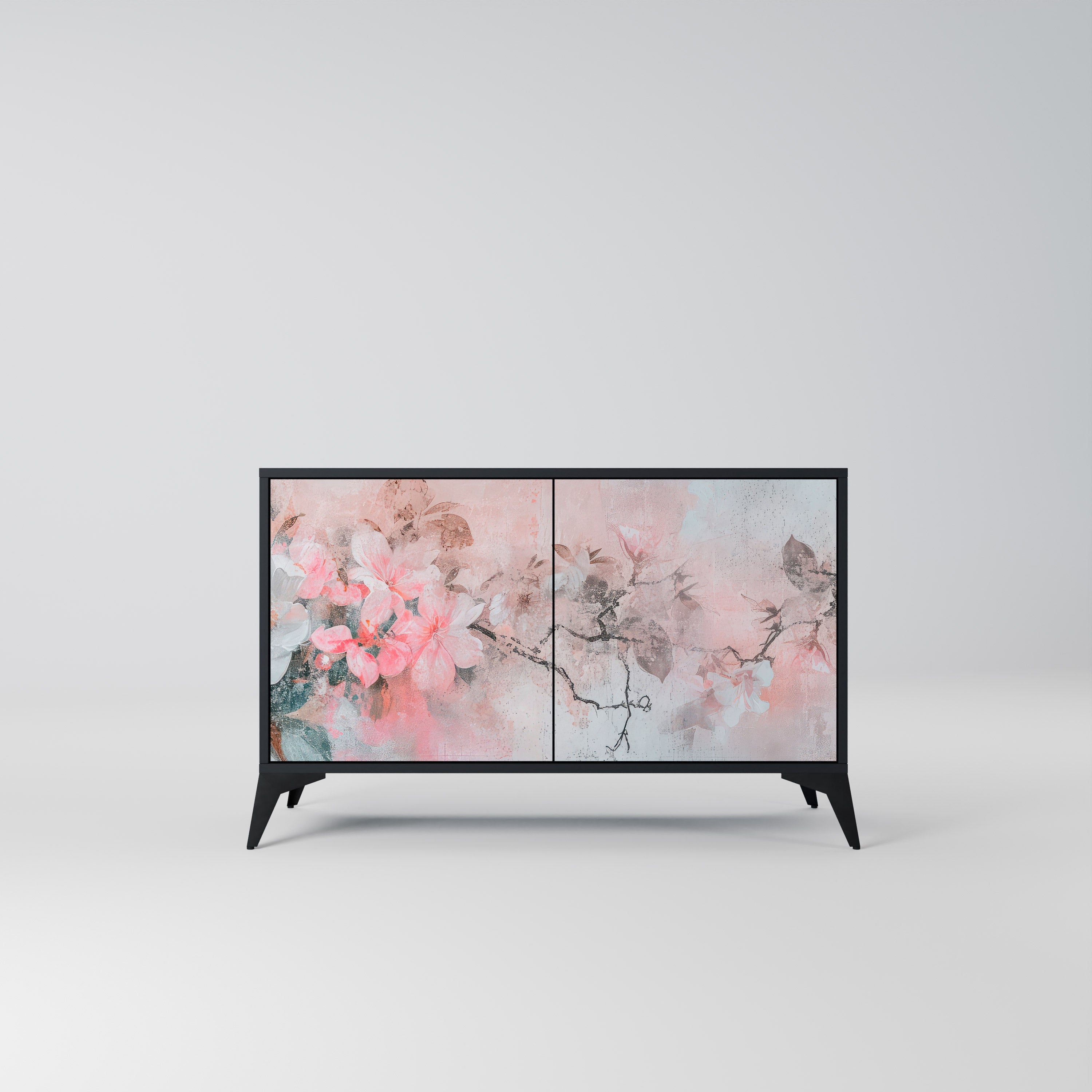 Μπουφές με 2 πόρτες CHERRY BLOSSOM σε μαύρο φινίρισμα