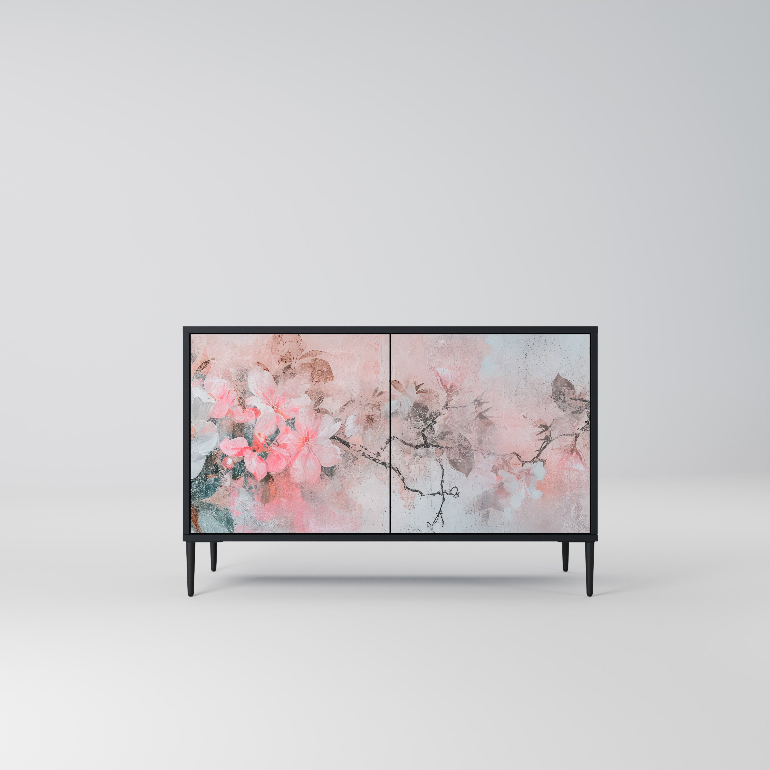 Μπουφές με 2 πόρτες CHERRY BLOSSOM σε μαύρο φινίρισμα