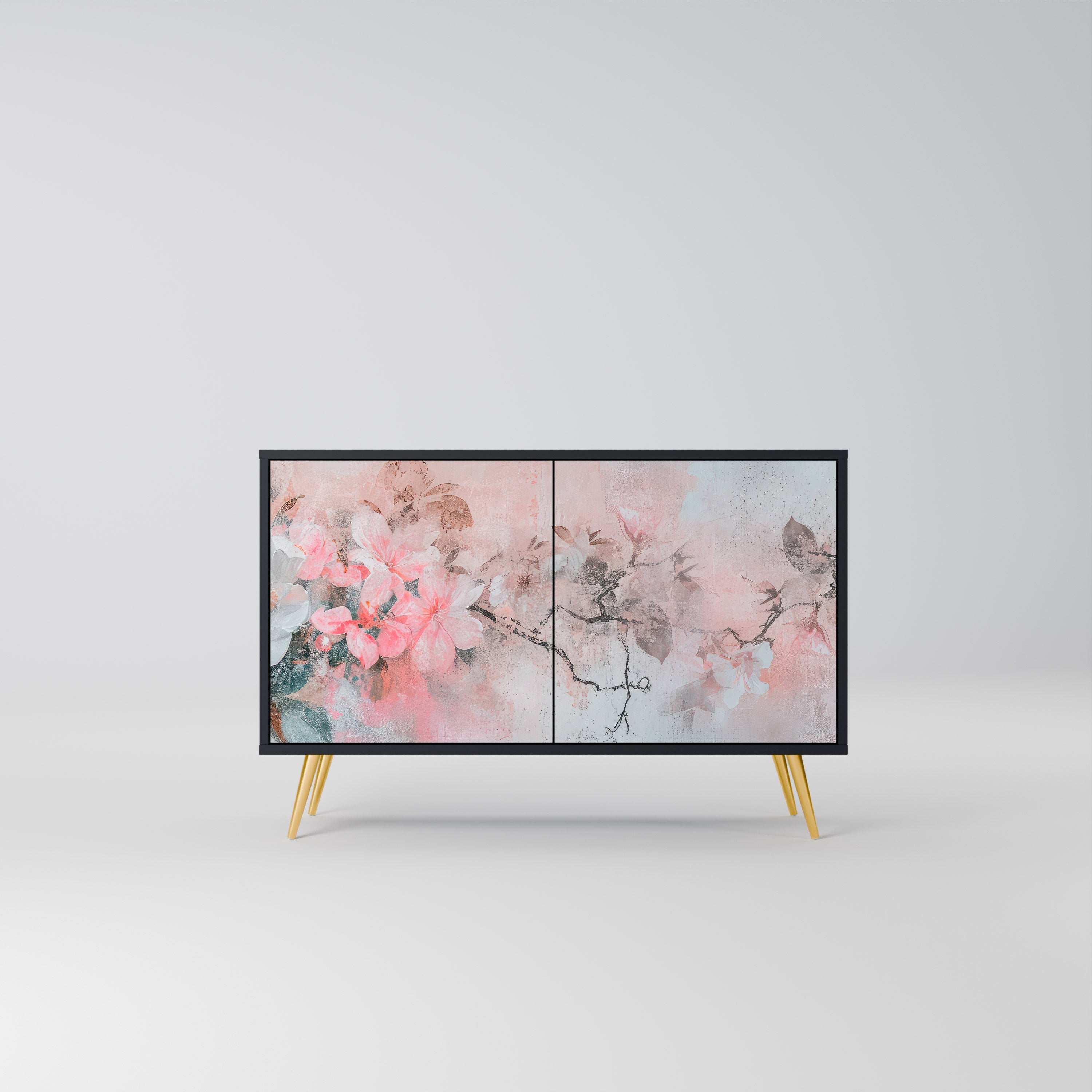Μπουφές με 2 πόρτες CHERRY BLOSSOM σε μαύρο φινίρισμα
