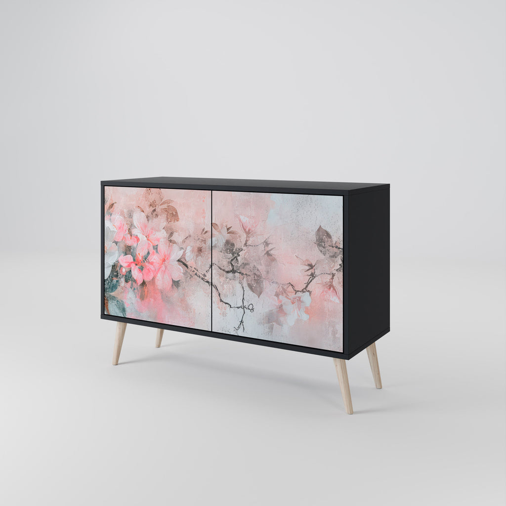 Μπουφές με 2 πόρτες CHERRY BLOSSOM σε μαύρο φινίρισμα
