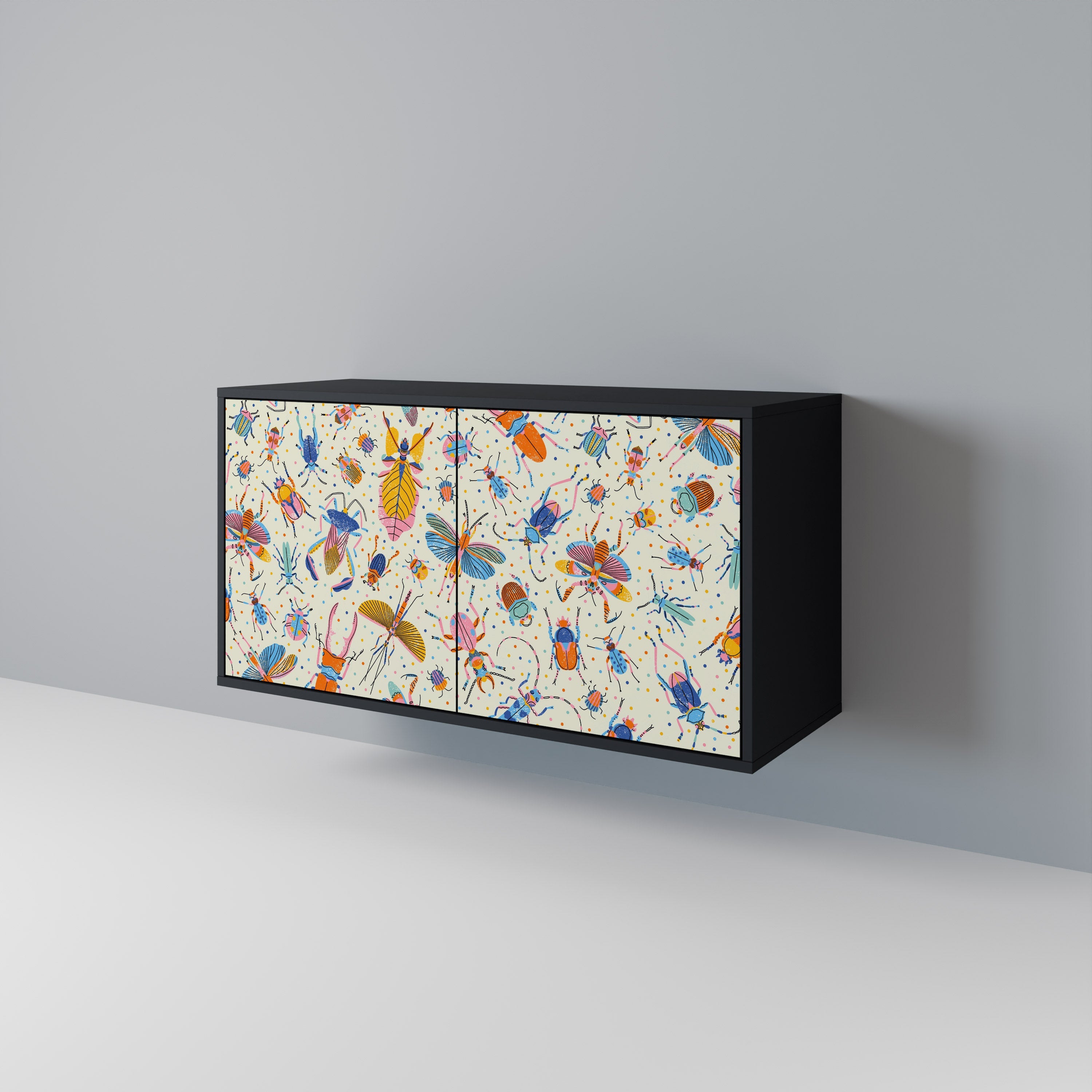 COLORFUL INSECTS Μπουφές με 2 πόρτες σε μαύρο φινίρισμα