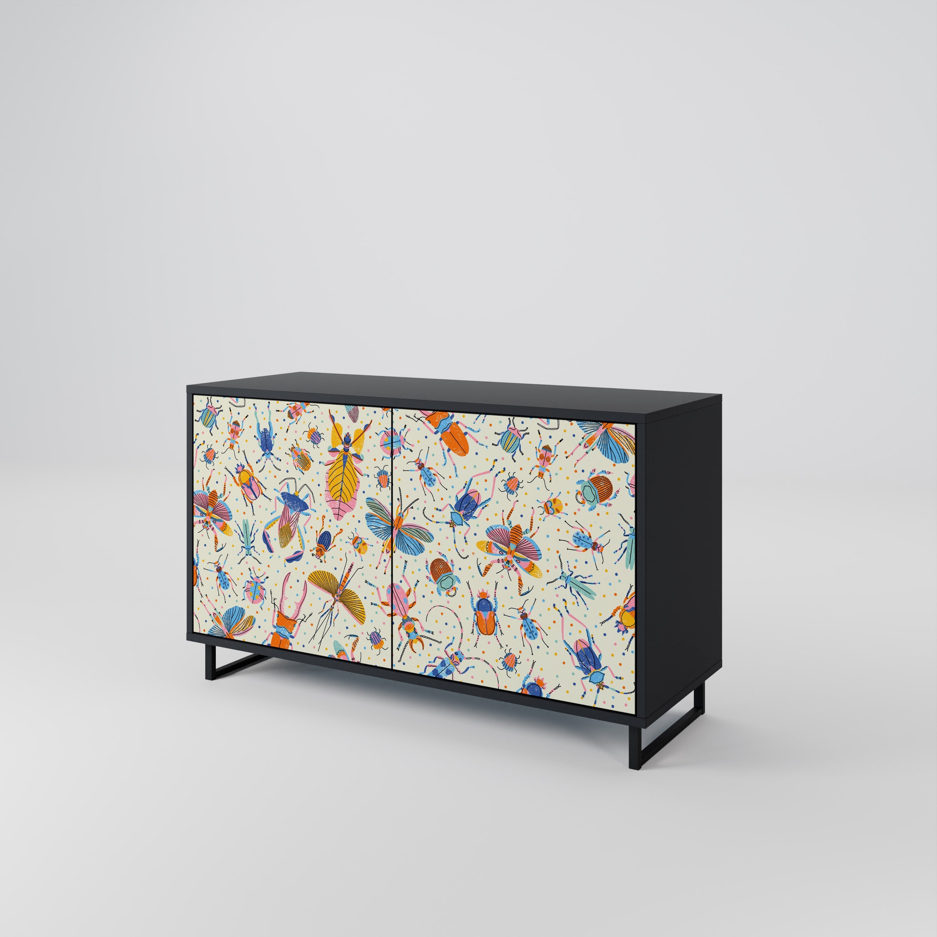 COLORFUL INSECTS Μπουφές με 2 πόρτες σε μαύρο φινίρισμα