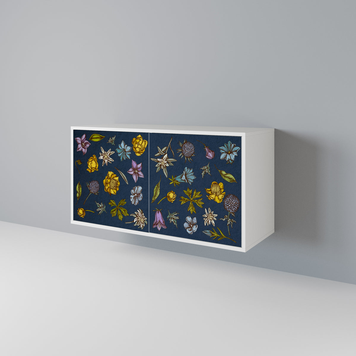 FLOWERS ON NAVY BLUE Μπουφές 2-θυρών