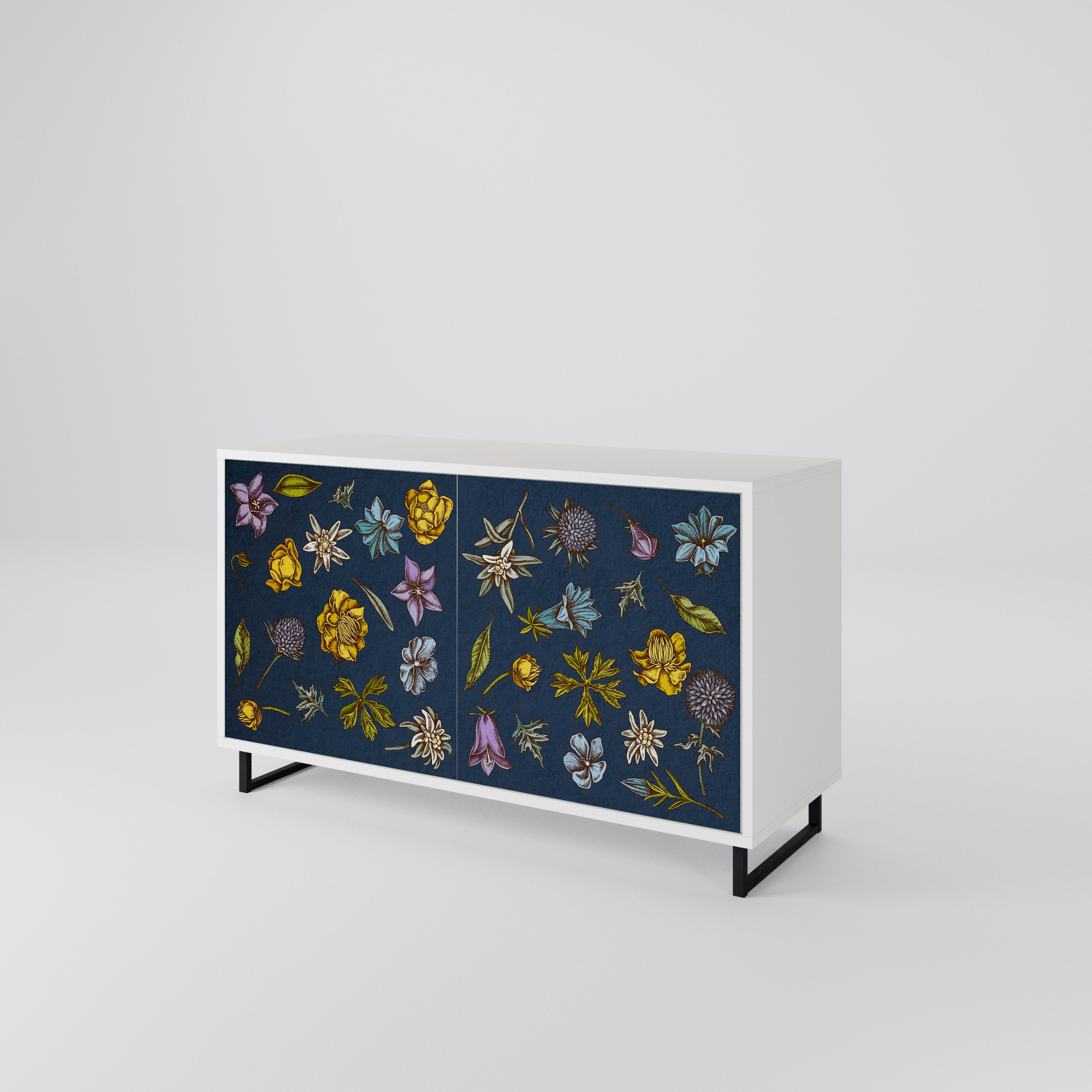 FLOWERS ON NAVY BLUE Μπουφές 2-θυρών