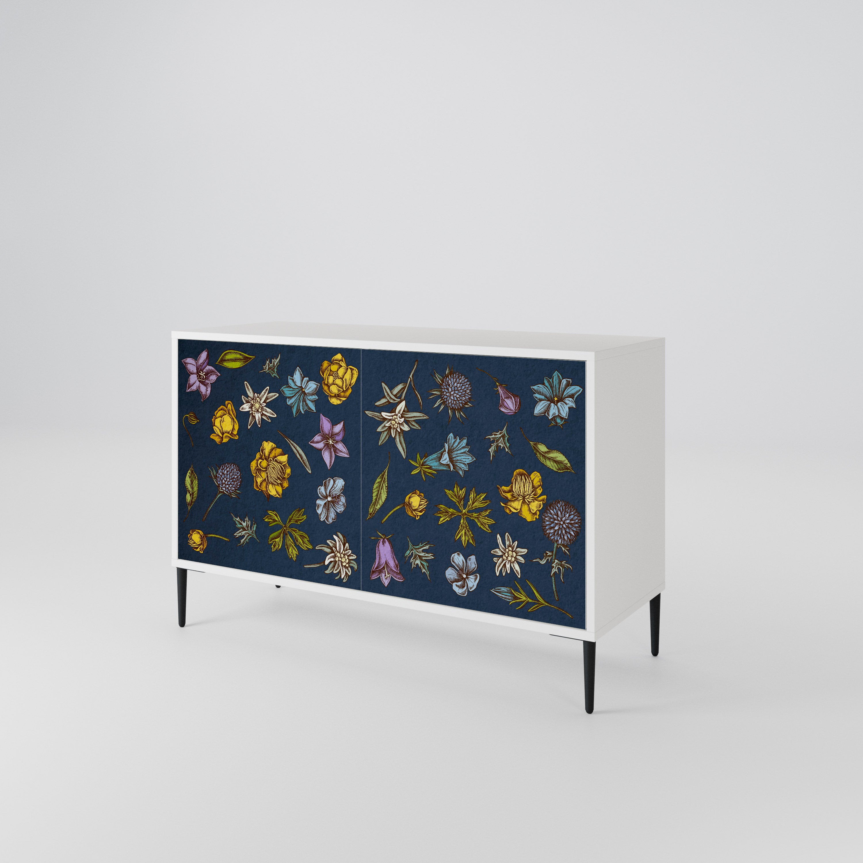 FLOWERS ON NAVY BLUE Μπουφές 2-θυρών