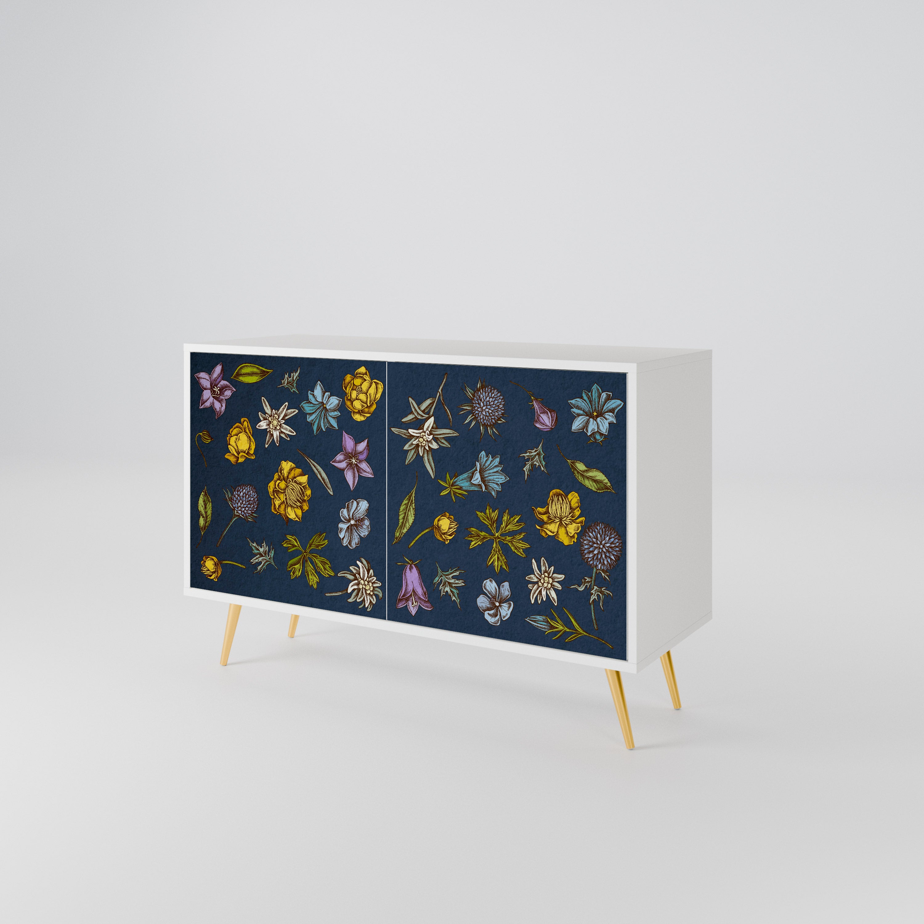 FLOWERS ON NAVY BLUE Μπουφές 2-θυρών