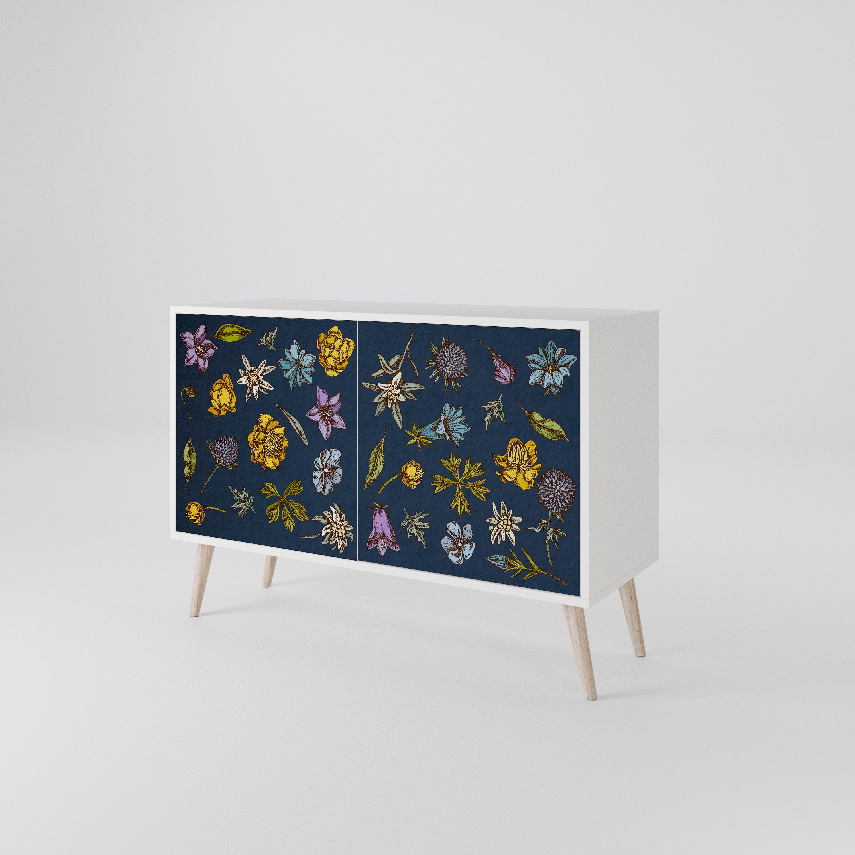 FLOWERS ON NAVY BLUE Μπουφές 2-θυρών
