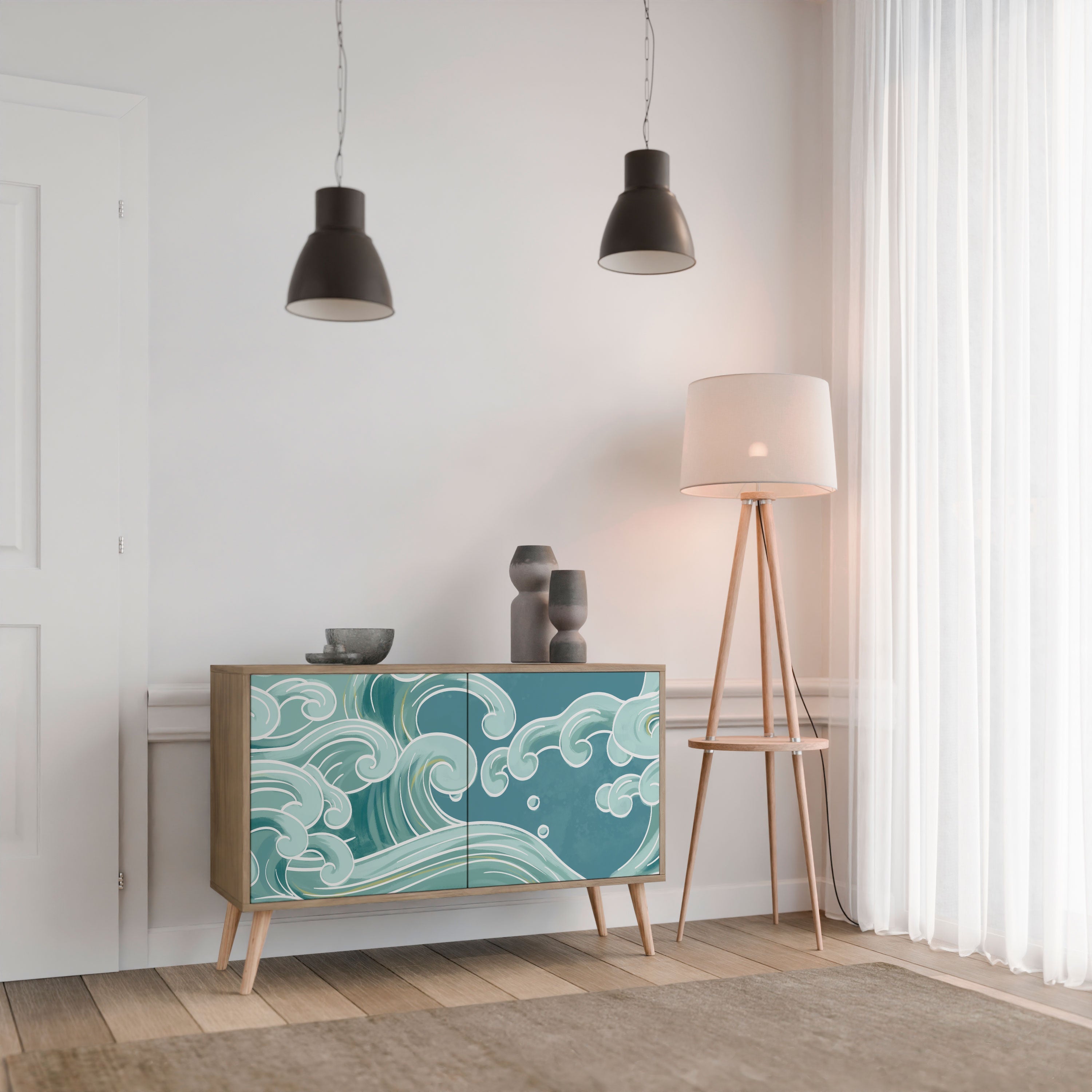 ASIAN SWAY 2-Door Sideboard in Oak Effect