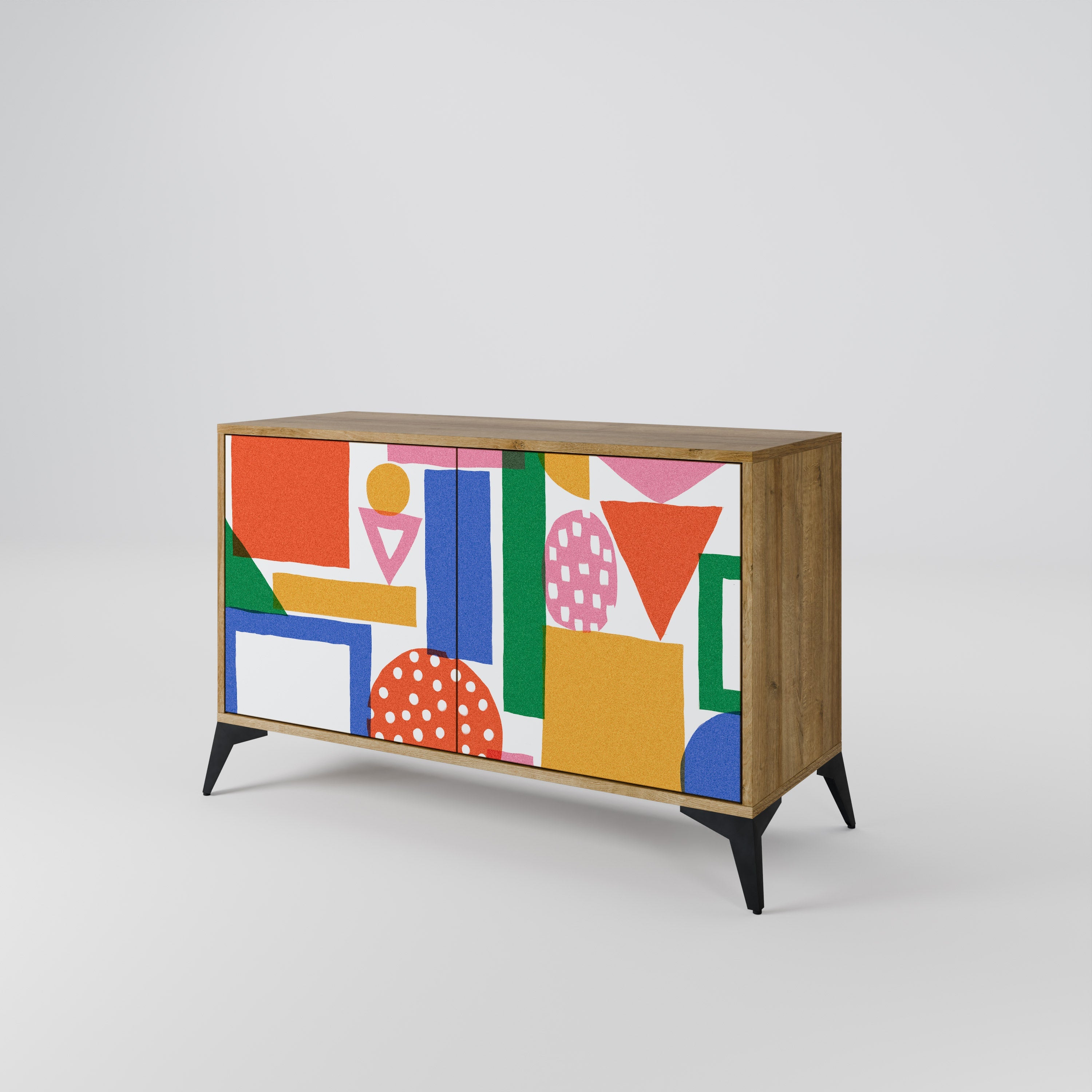 GEOMETRIC GLIMMER 2-Door Sideboard in Oak Effect