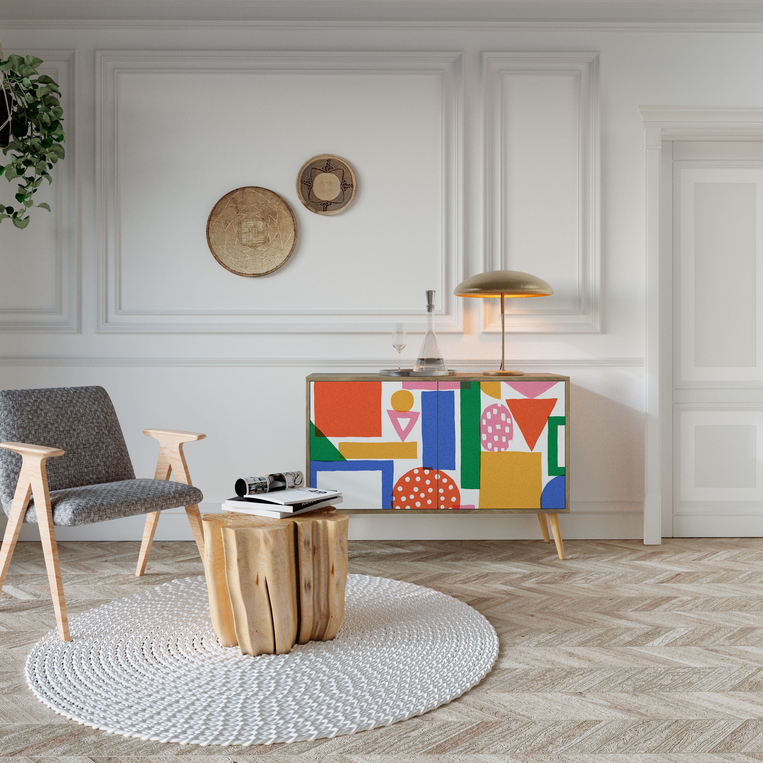 GEOMETRIC GLIMMER 2-Door Sideboard in Oak Effect
