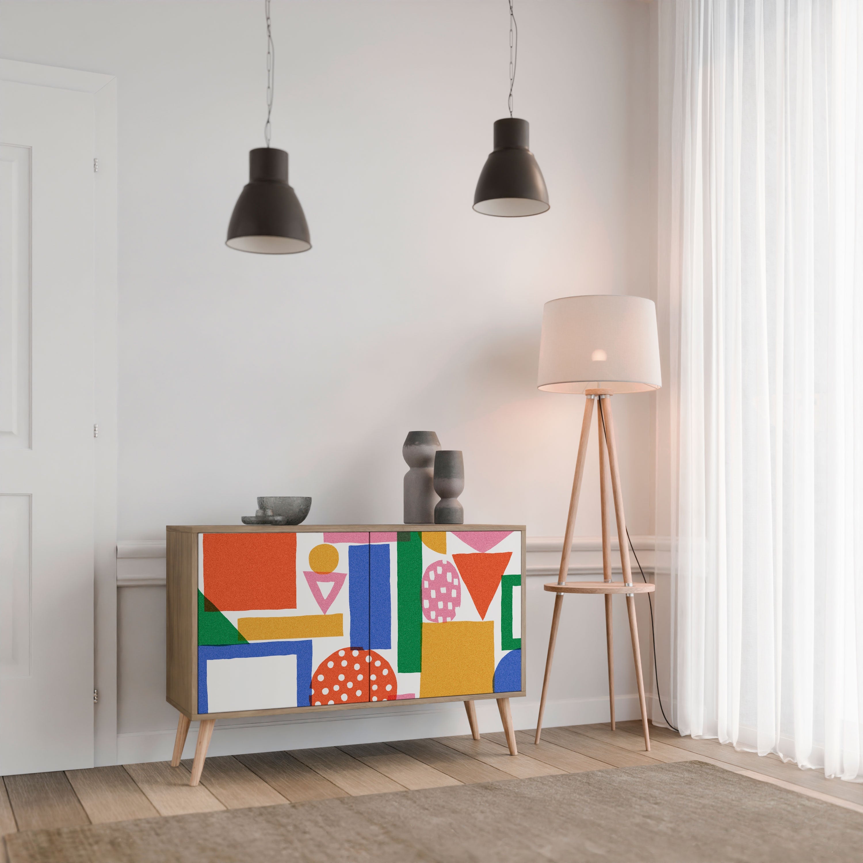 GEOMETRIC GLIMMER 2-Door Sideboard in Oak Effect