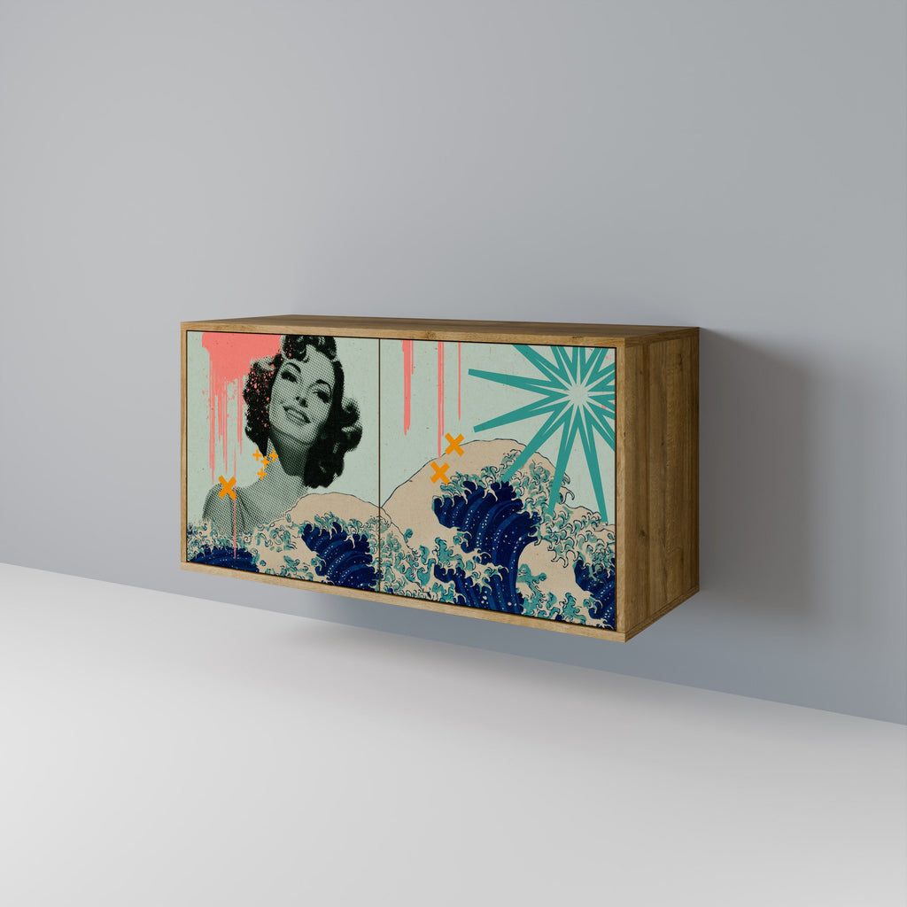KANAGAWA BEAUTY Μπουφές με 2 Πόρτες σε Απόχρωση Δρυός
