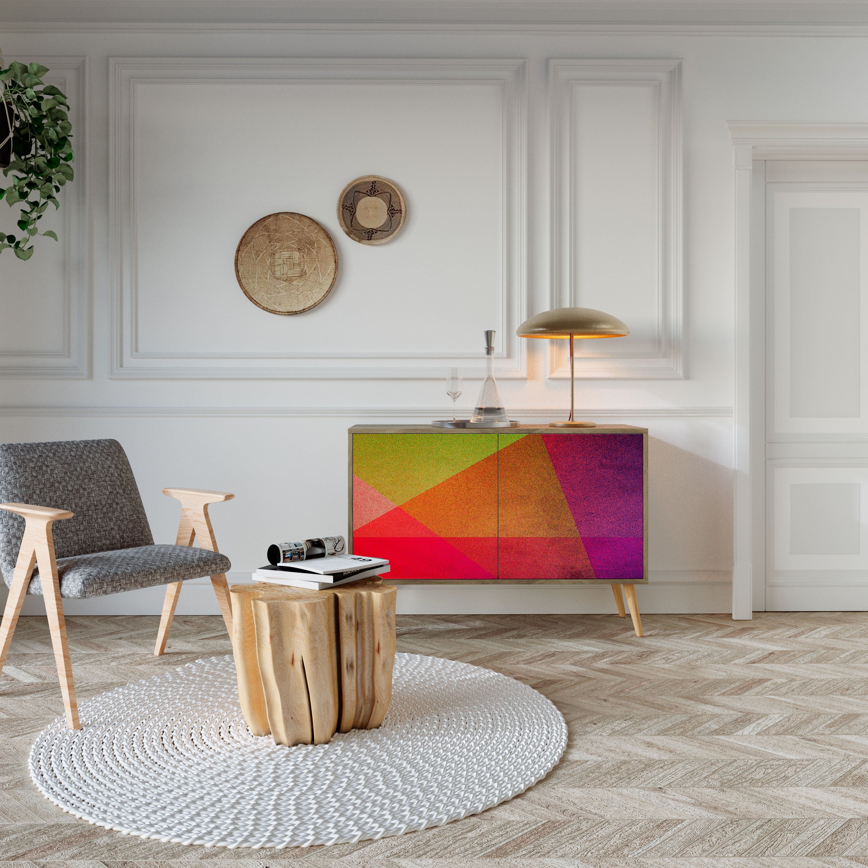 VIVID GEOMETRY 2-Door Sideboard in Oak Effect
