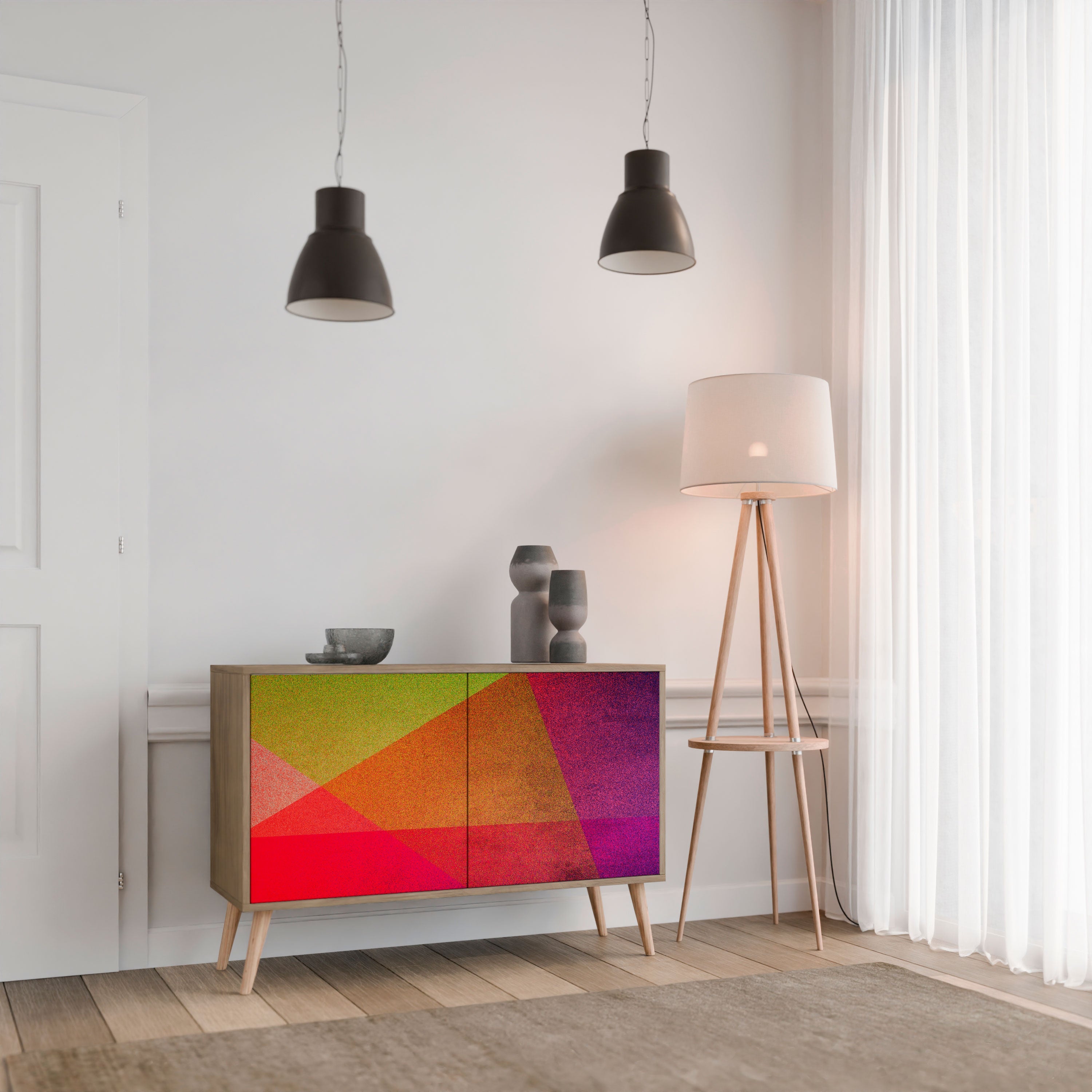 VIVID GEOMETRY 2-Door Sideboard in Oak Effect