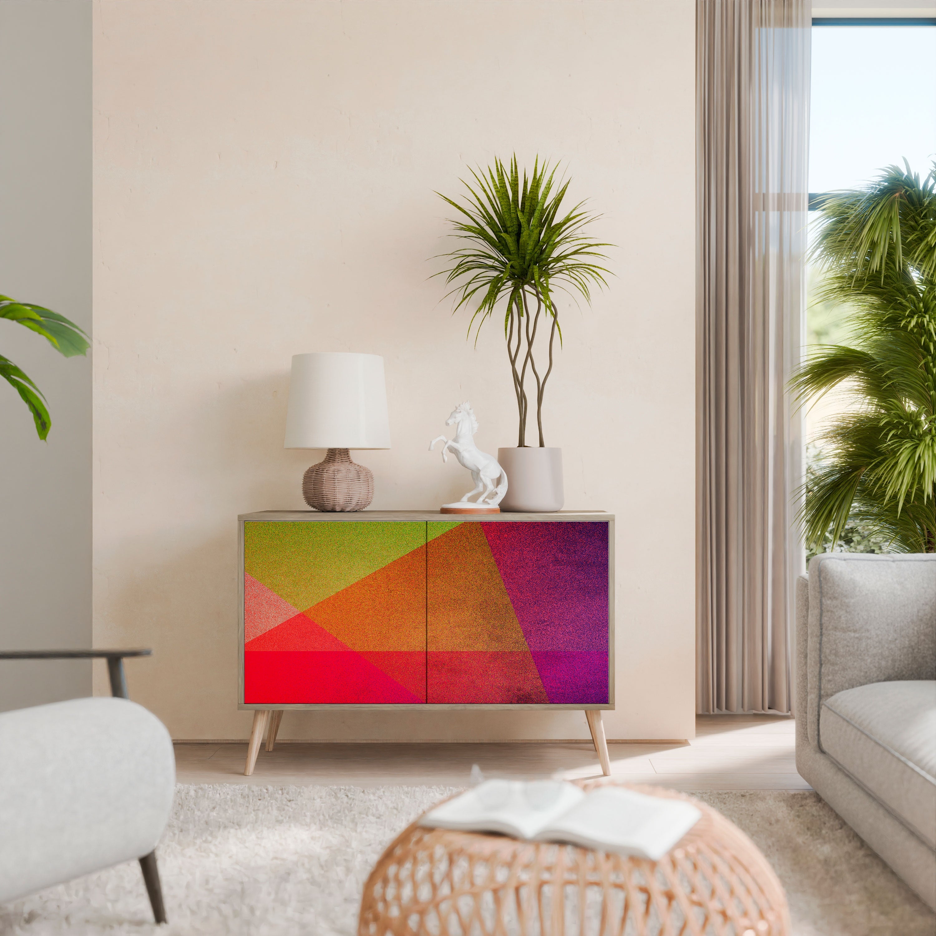 VIVID GEOMETRY 2-Door Sideboard in Oak Effect