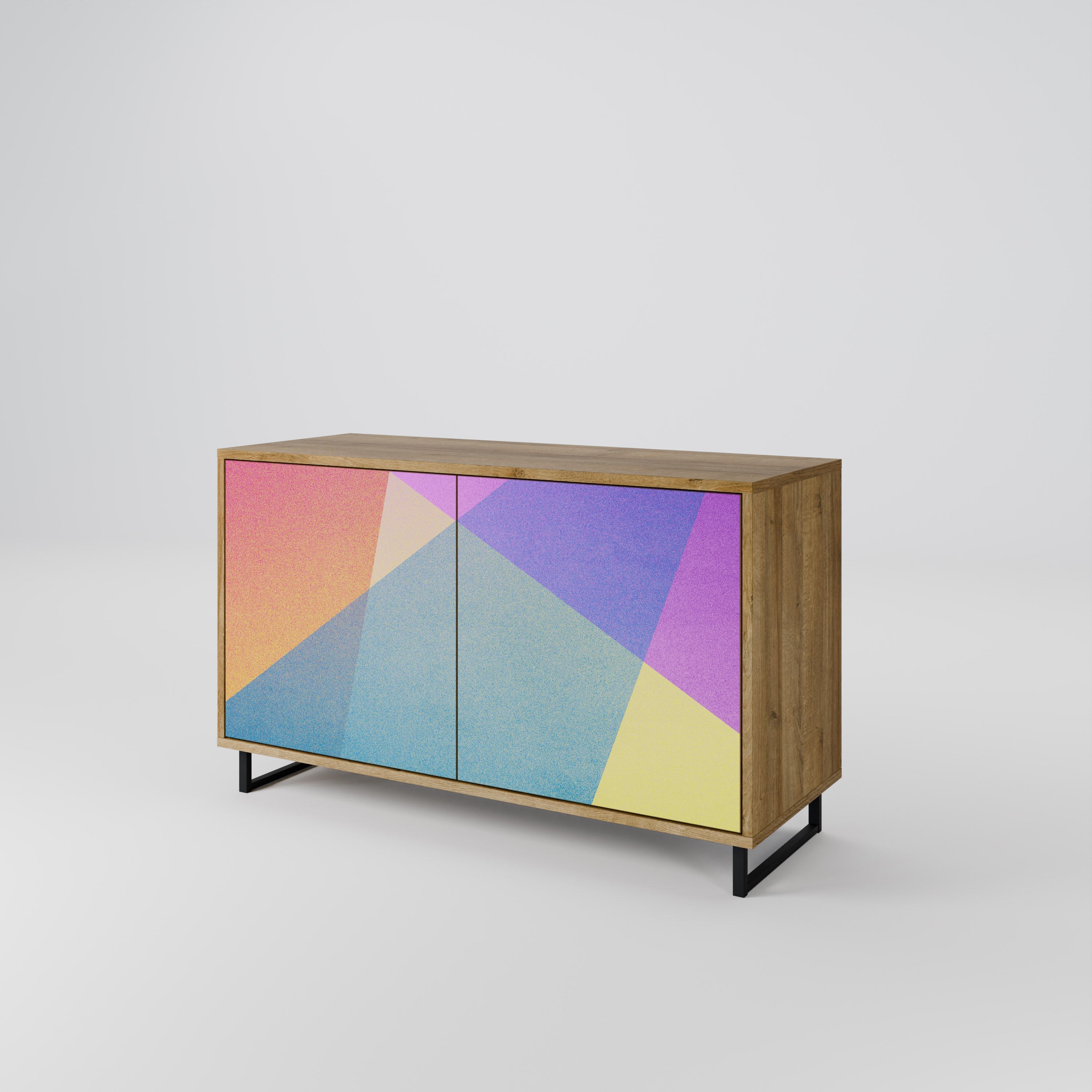 BRIGHT GEOMETRY 2-Door Sideboard in Oak Effect
