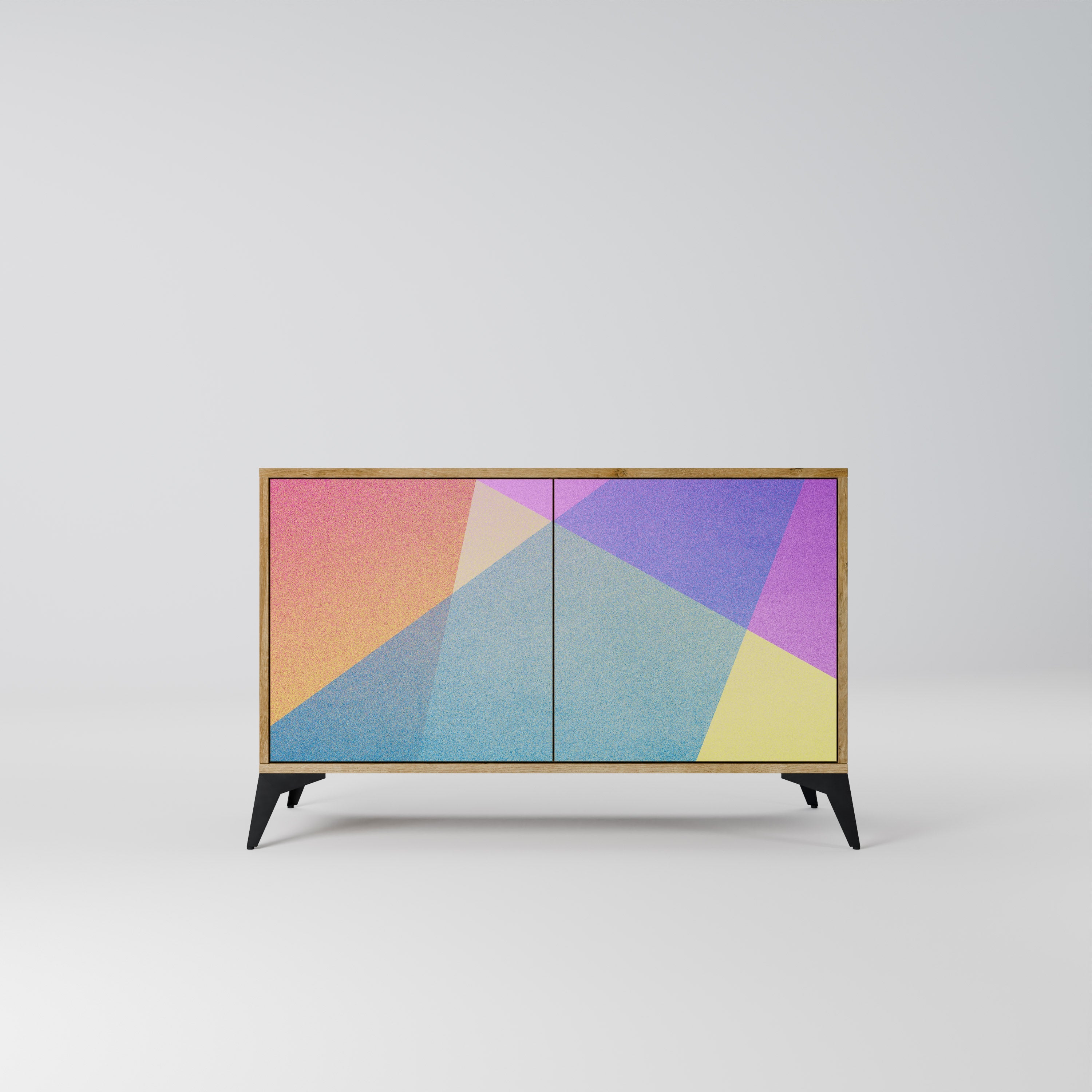 BRIGHT GEOMETRY 2-Door Sideboard in Oak Effect