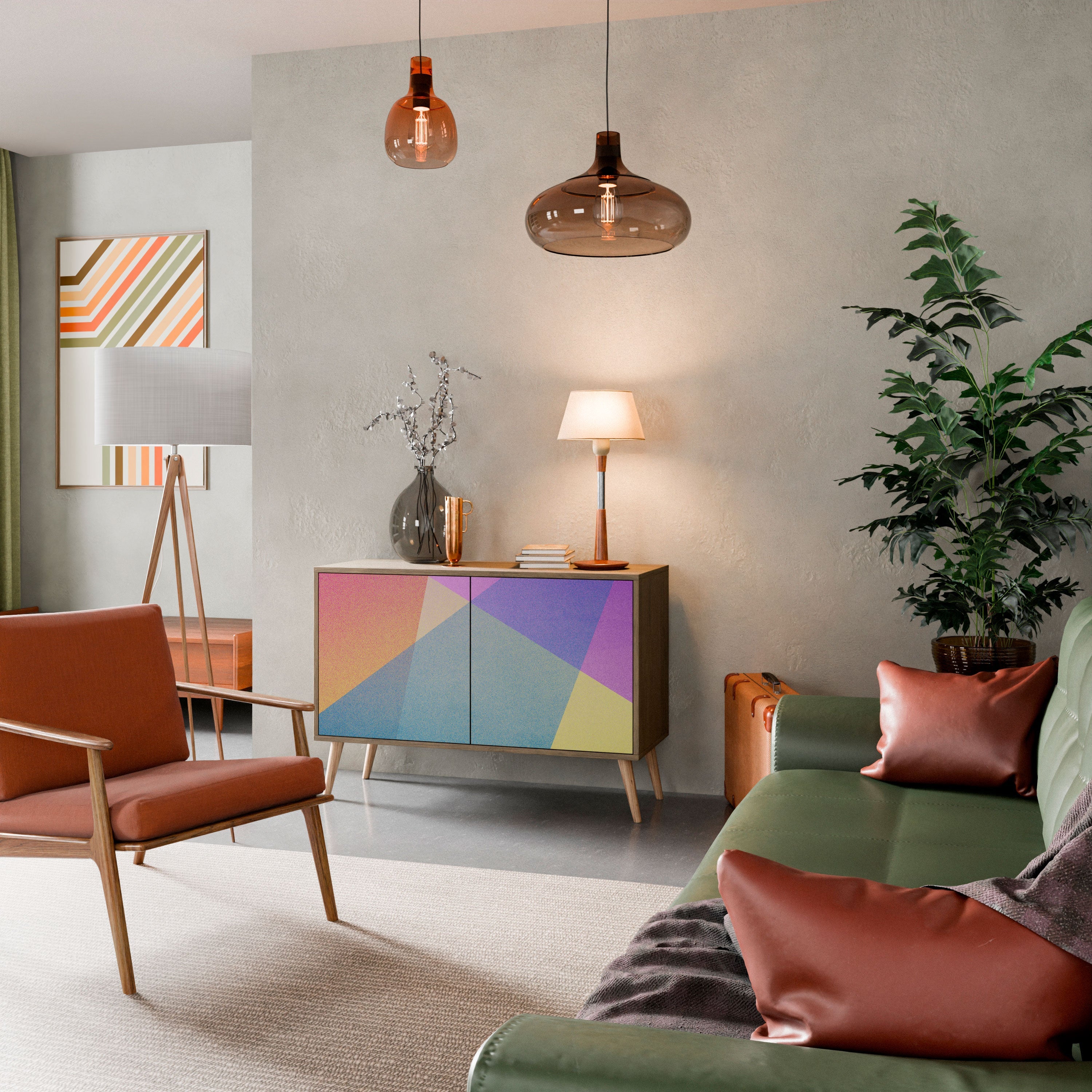 BRIGHT GEOMETRY 2-Door Sideboard in Oak Effect