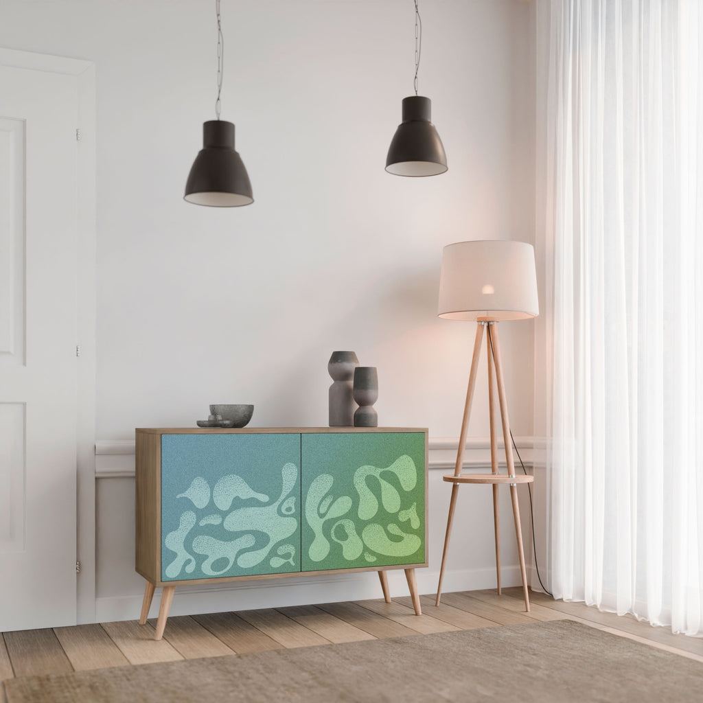IRREGULAR BLUE 2-Door Sideboard in Oak Effect