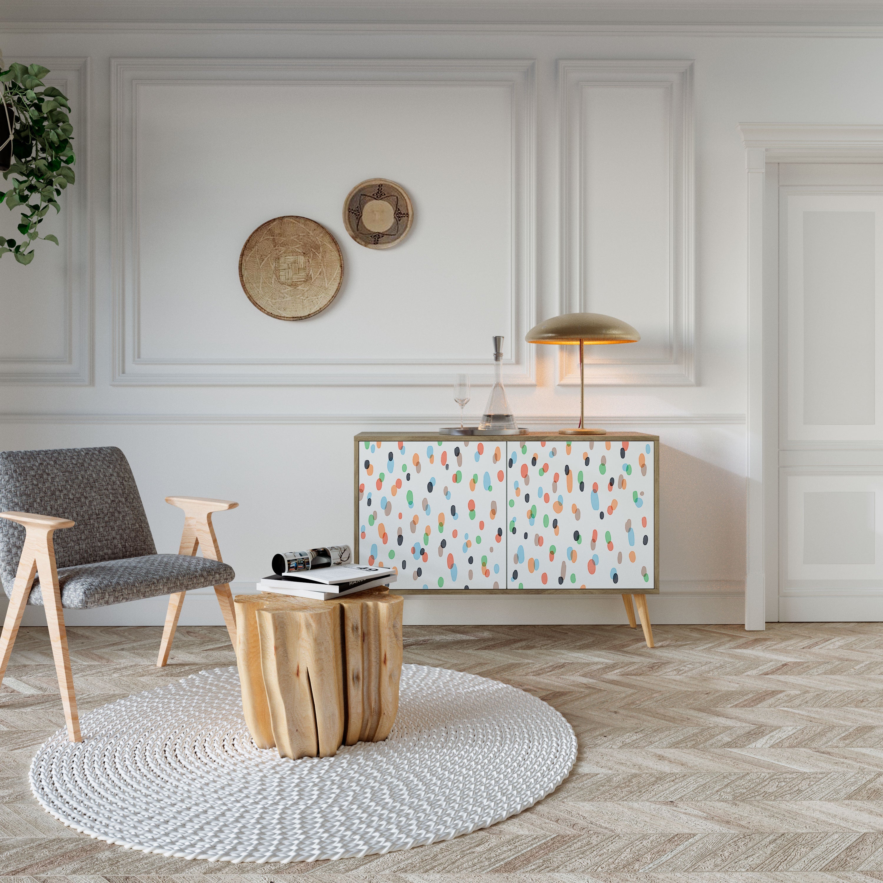 ENERGETIC SPOTS 2-Door Sideboard in Oak Effect