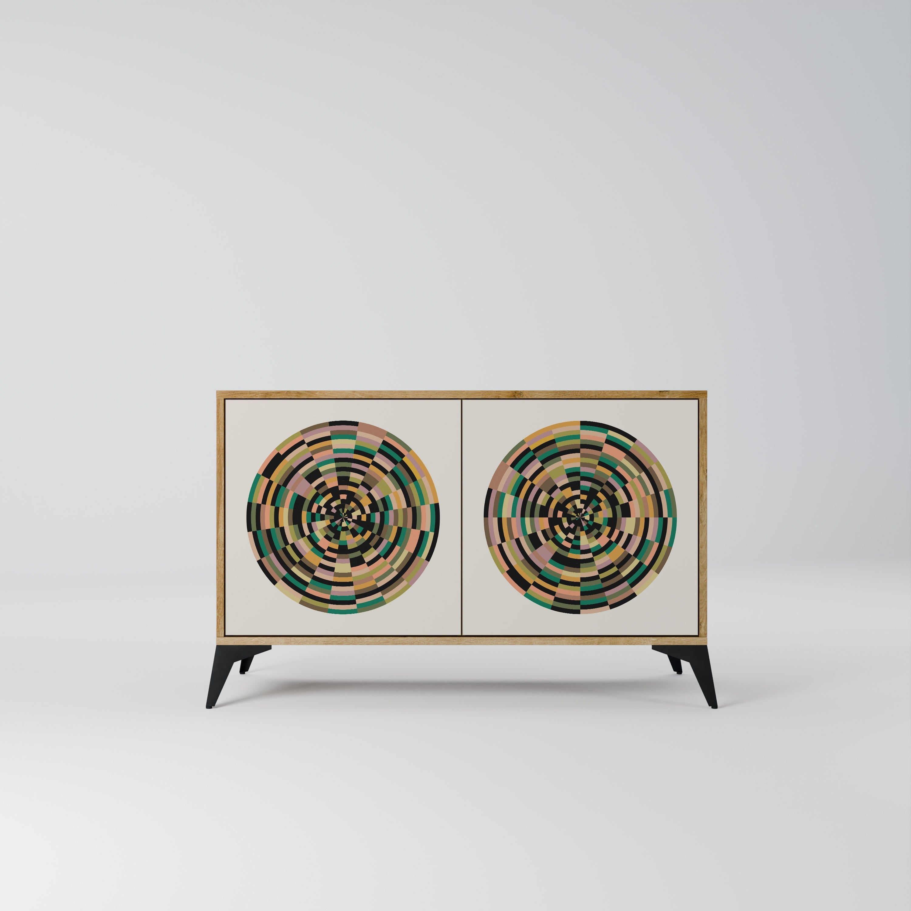 GREEN CIRCLES 2-Door Sideboard in Oak Effect