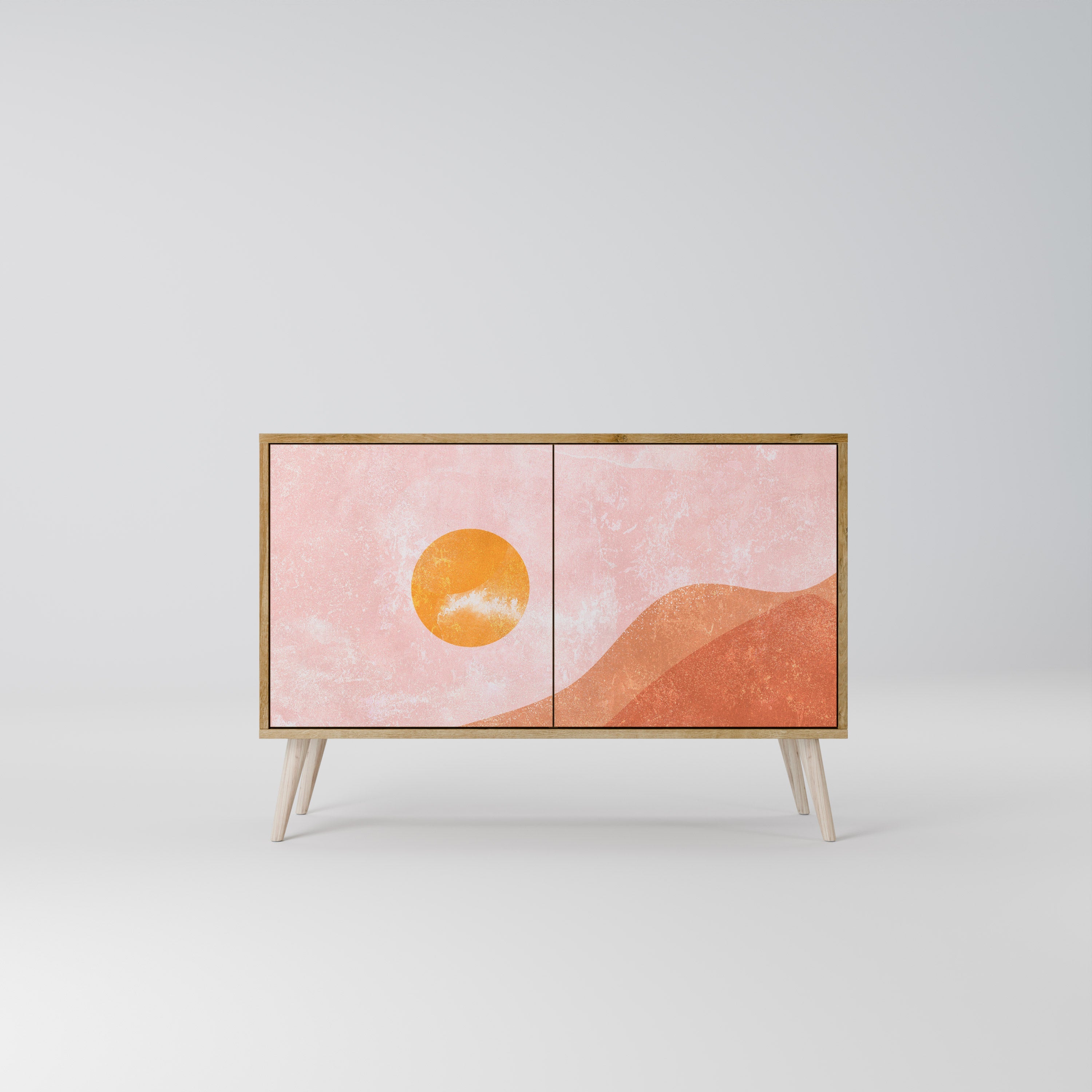 LUMINOUS SUNLIGHT 2-Door Sideboard in Oak Effect
