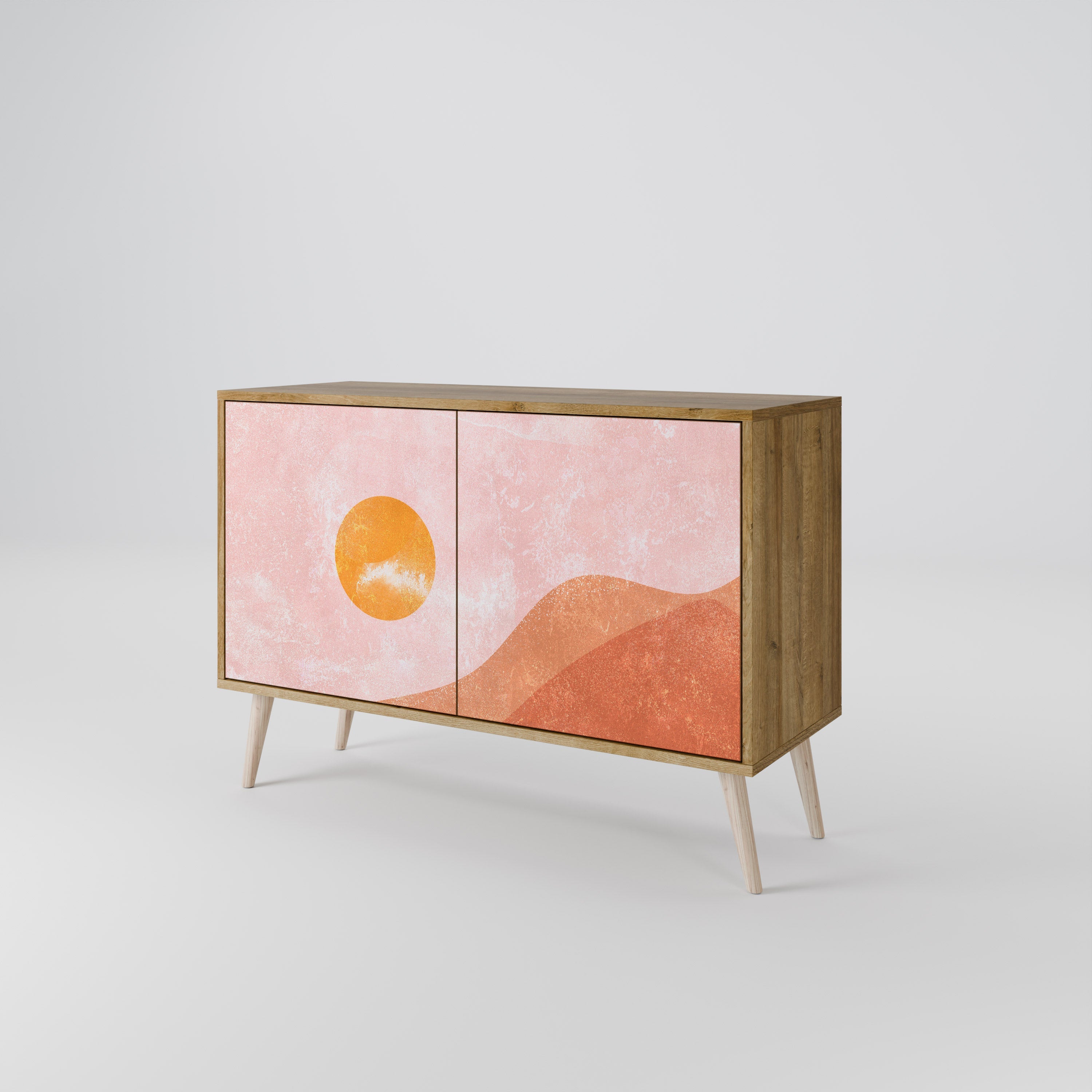 LUMINOUS SUNLIGHT 2-Door Sideboard in Oak Effect