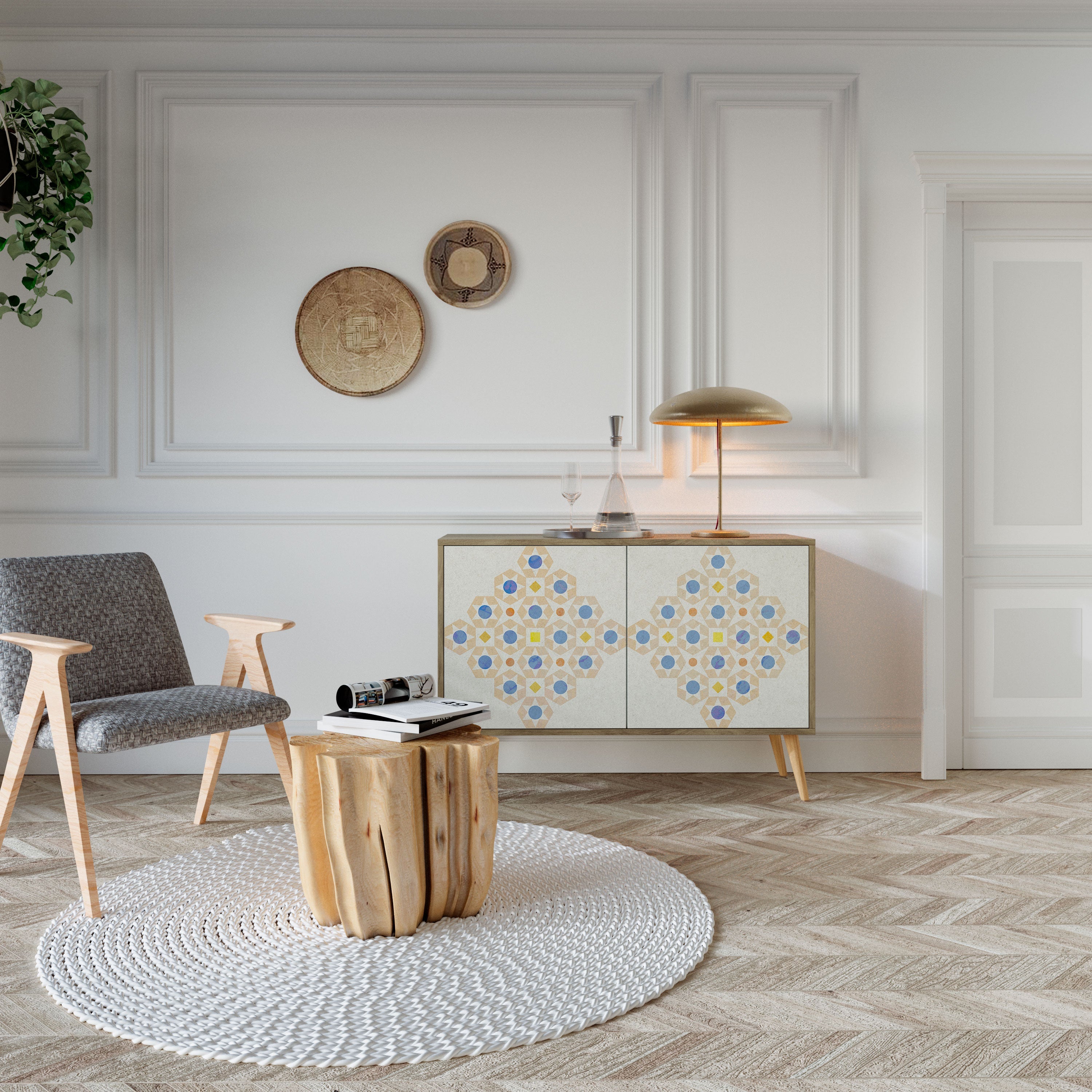 PATTERNED PRISM 2-Door Sideboard in Oak Effect