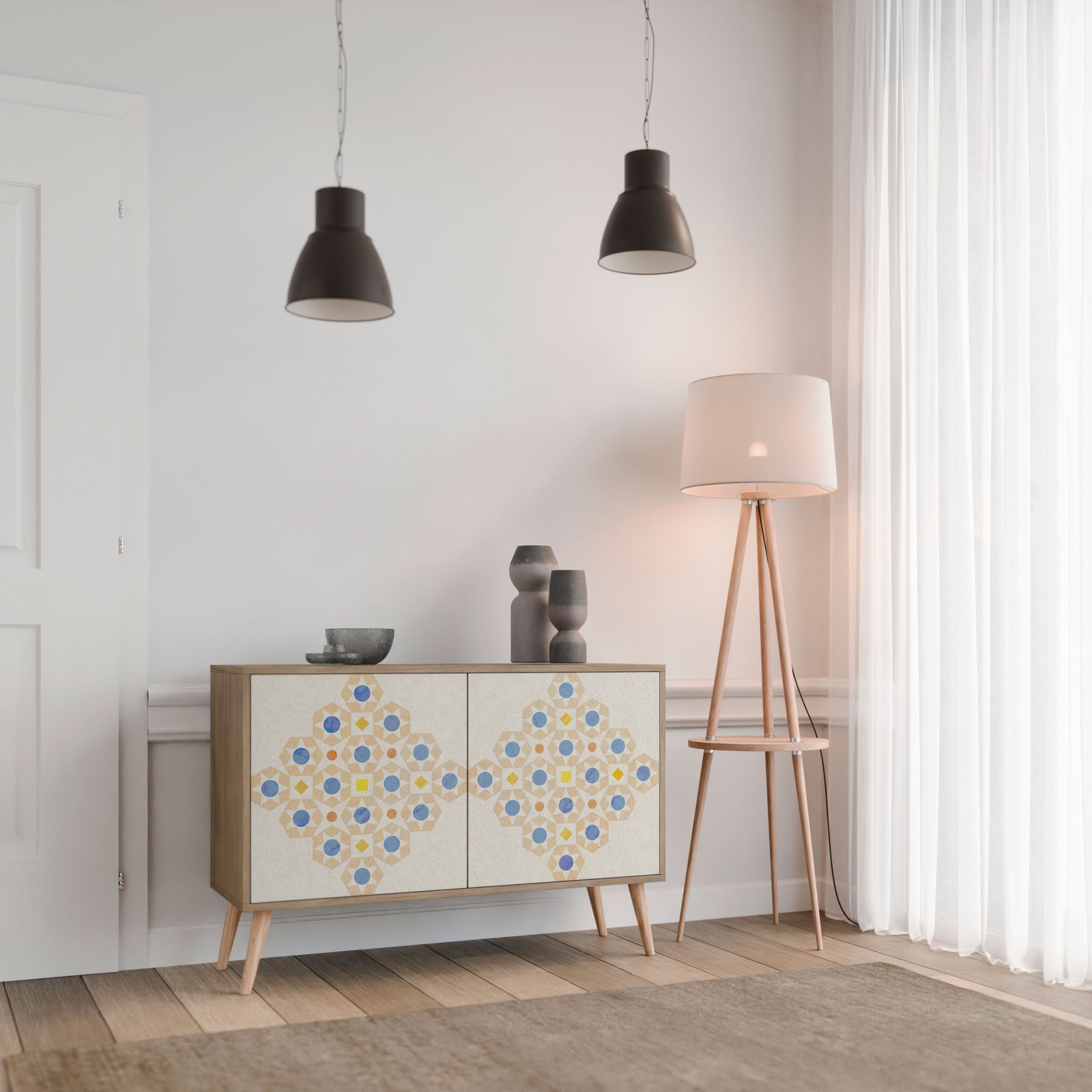 PATTERNED PRISM 2-Door Sideboard in Oak Effect
