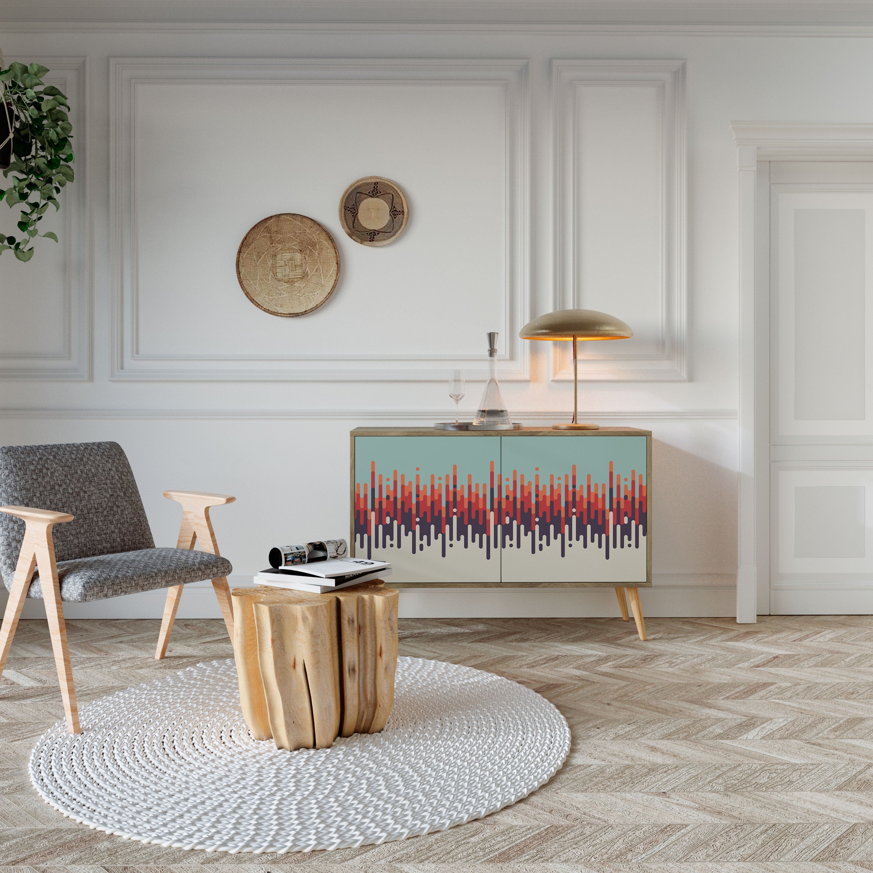 CHROMA CONTOURS 2-Door Sideboard in Oak Effect