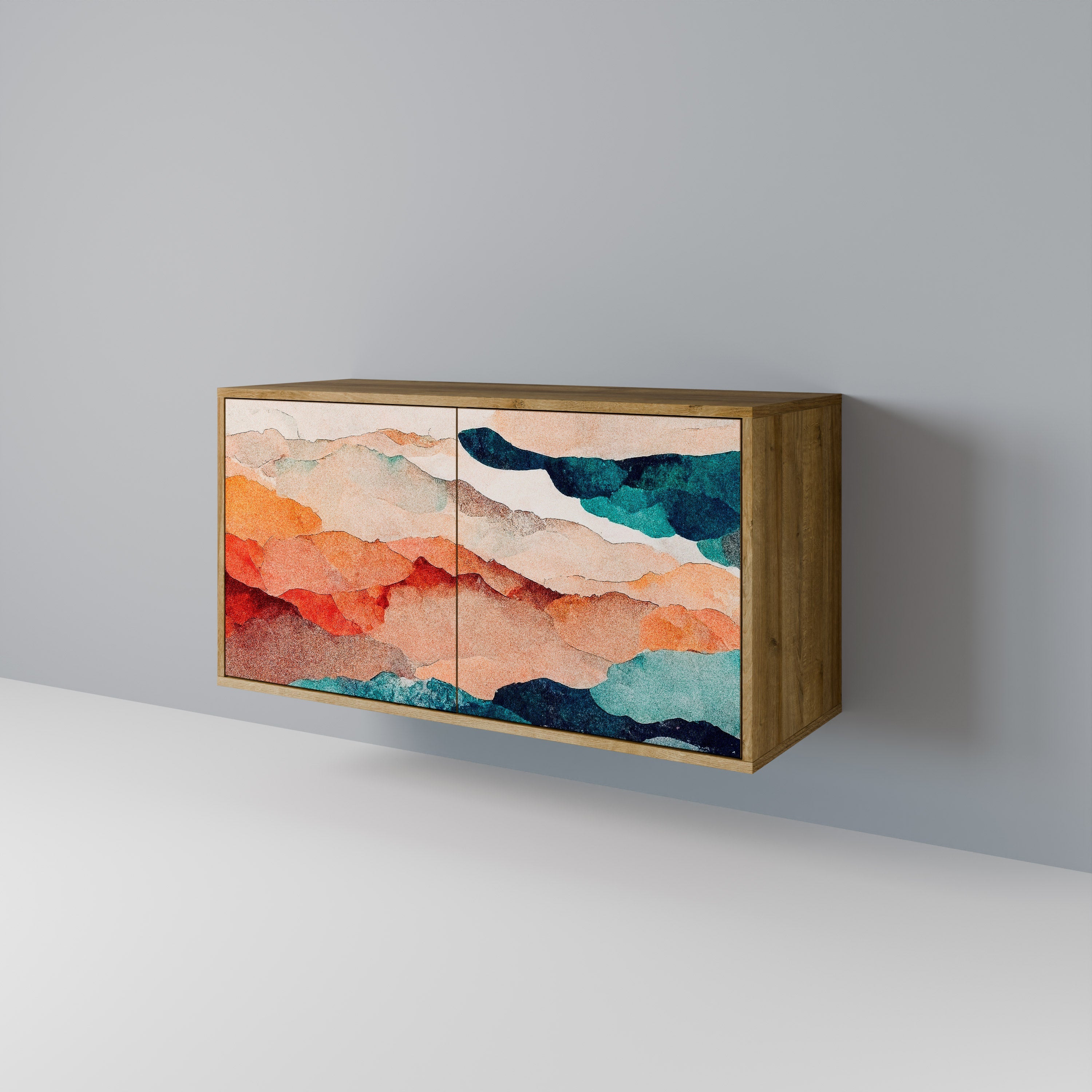ABSTRACT LANDSCAPE 2-Door Sideboard in Oak Effect