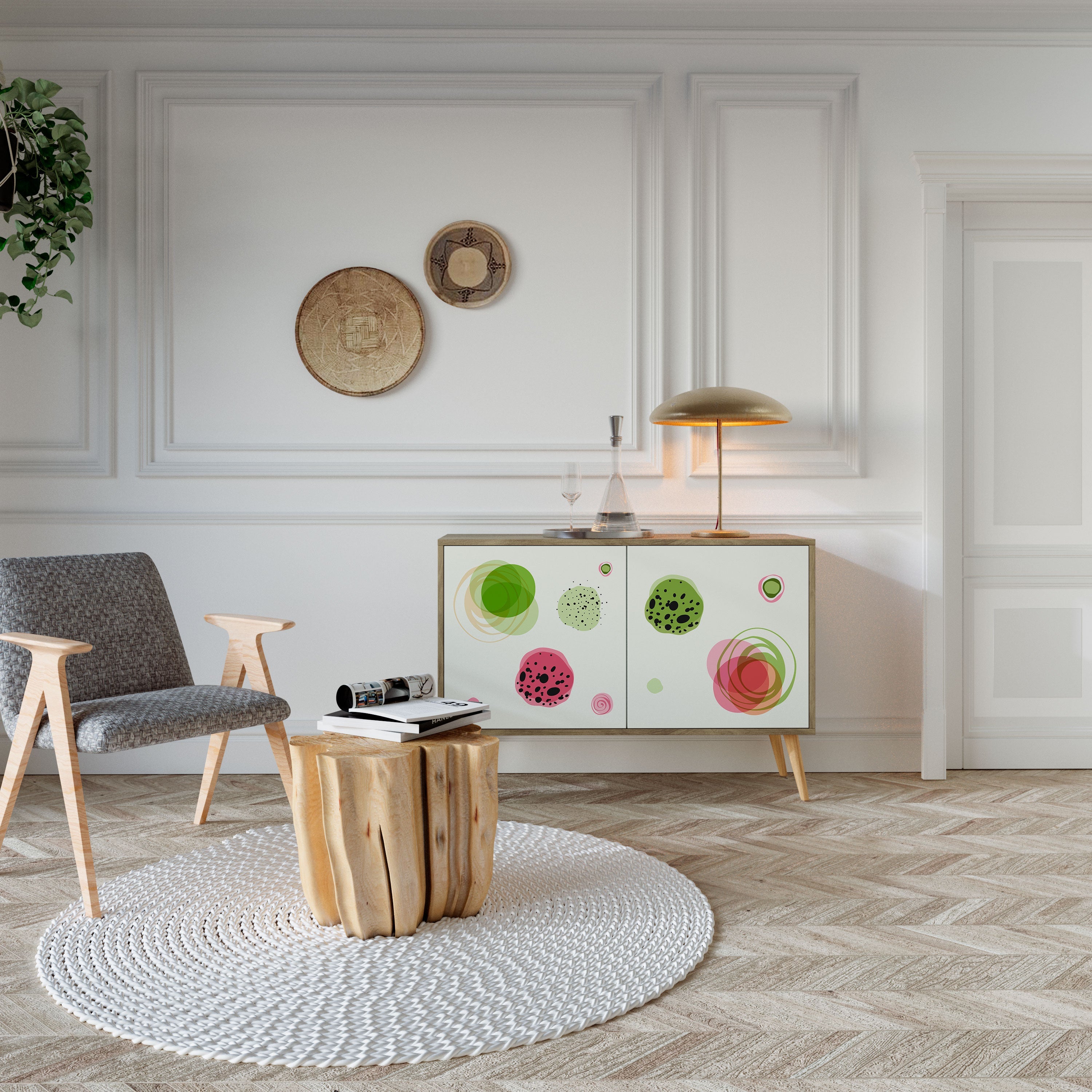 COLORFUL COSMOS 2-Door Sideboard in Oak Effect