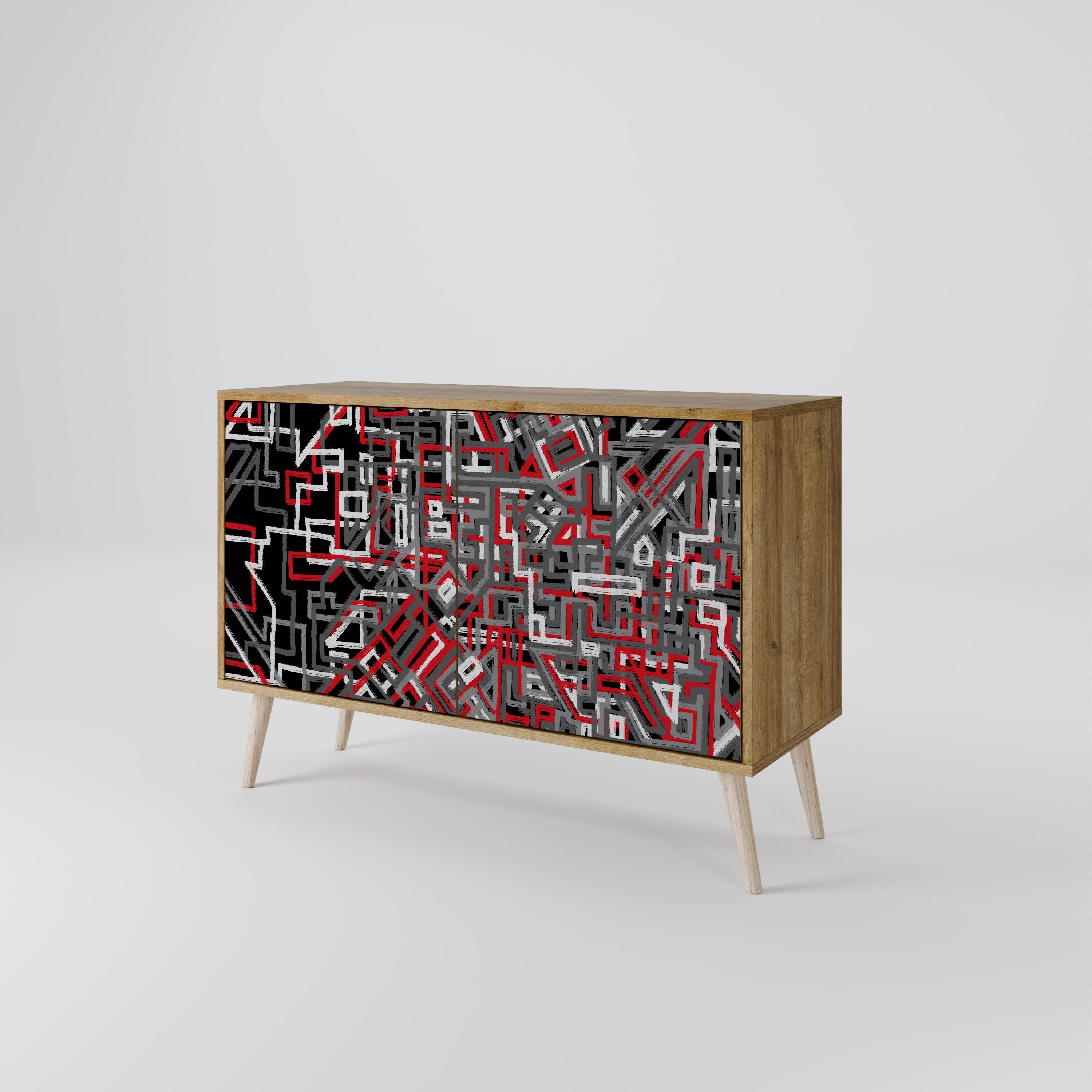 BROKEN LINES 2-Door Sideboard in Oak Effect