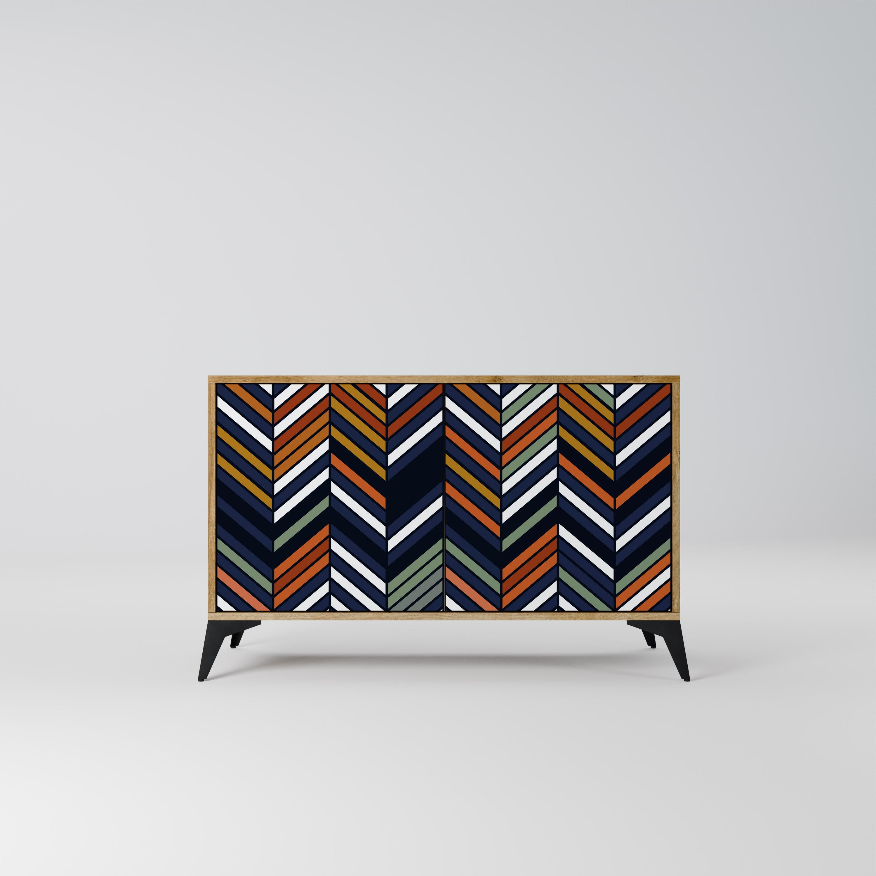 VIBRANT PATCHWORK 2-Door Sideboard in Oak Effect