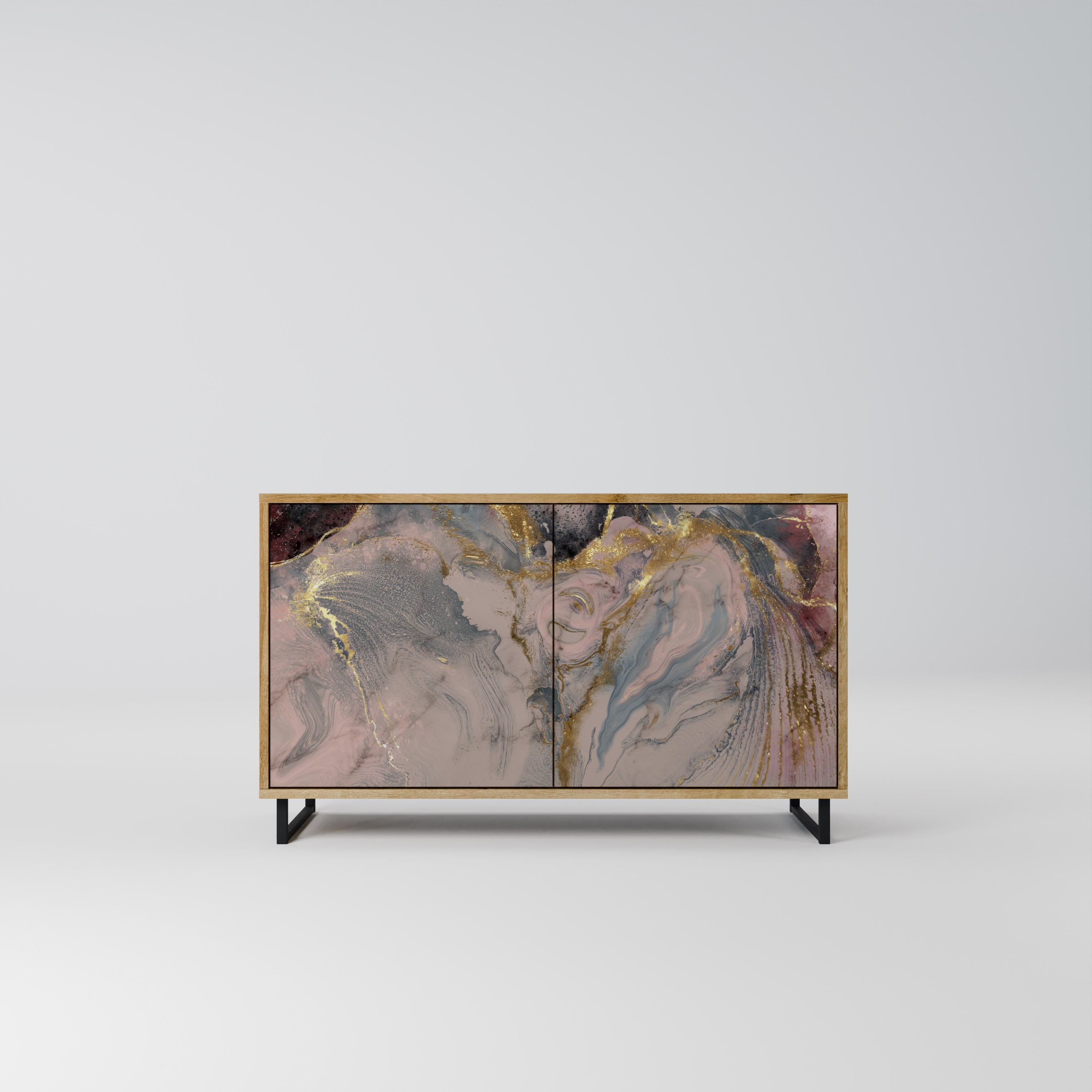 Μπουφές 2 θυρών GILDED SWIRLS σε όψη δρυός