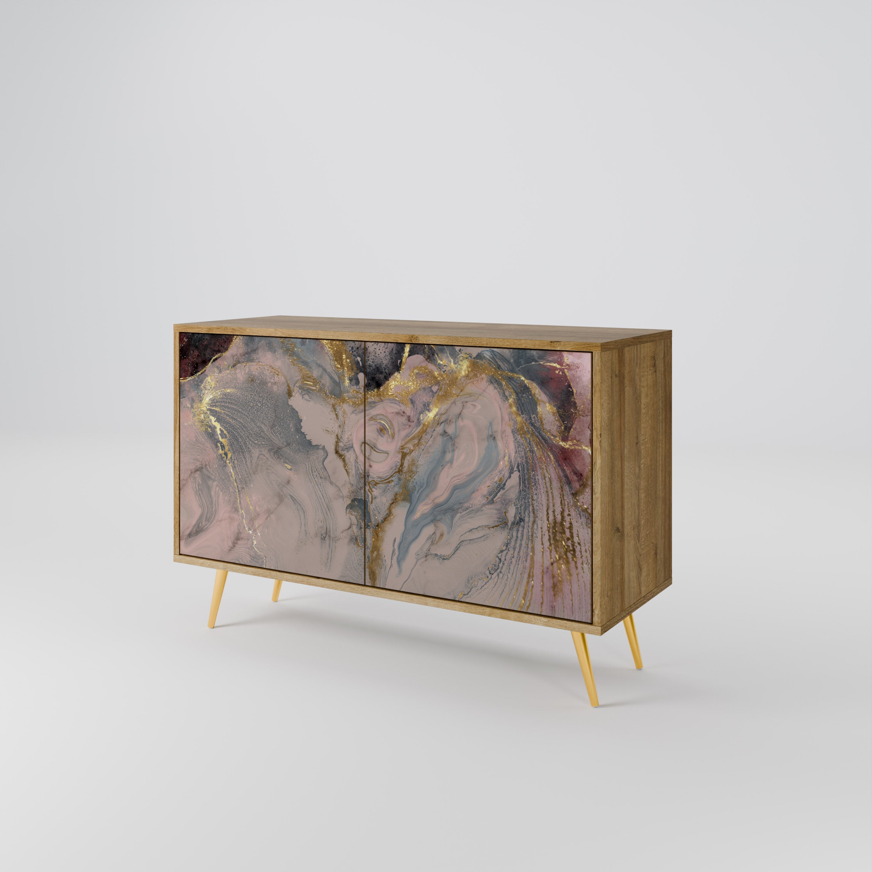 Μπουφές 2 θυρών GILDED SWIRLS σε όψη δρυός