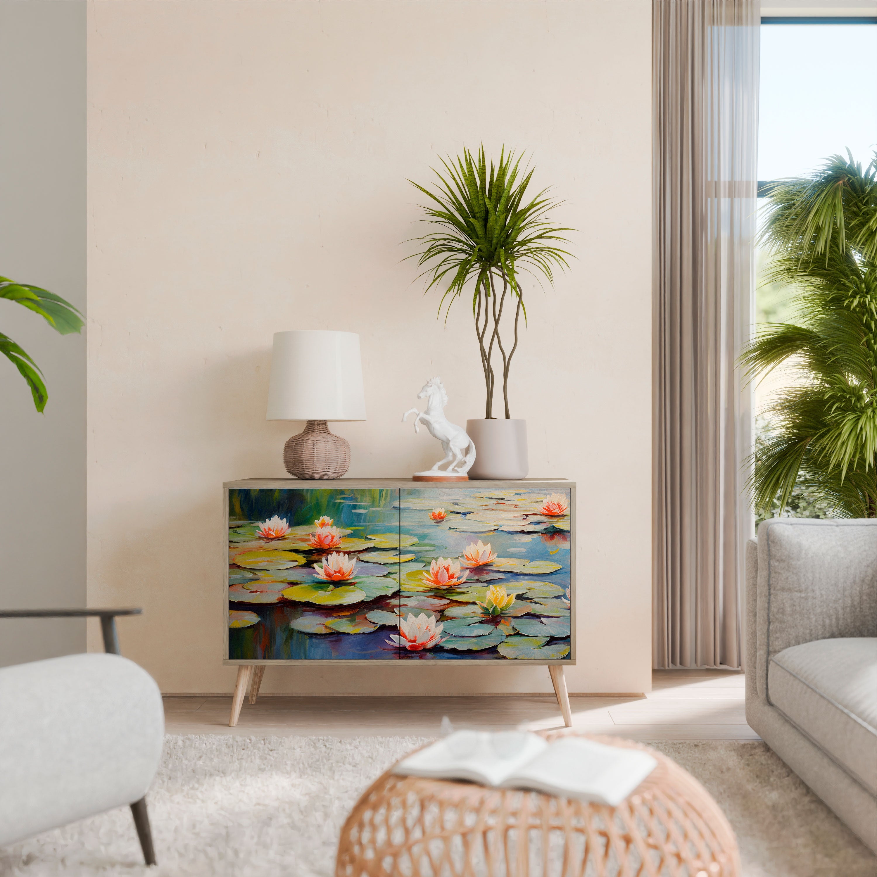 Μπουφές BLOOMING WATERS με 2 πόρτες σε όψη δρυός