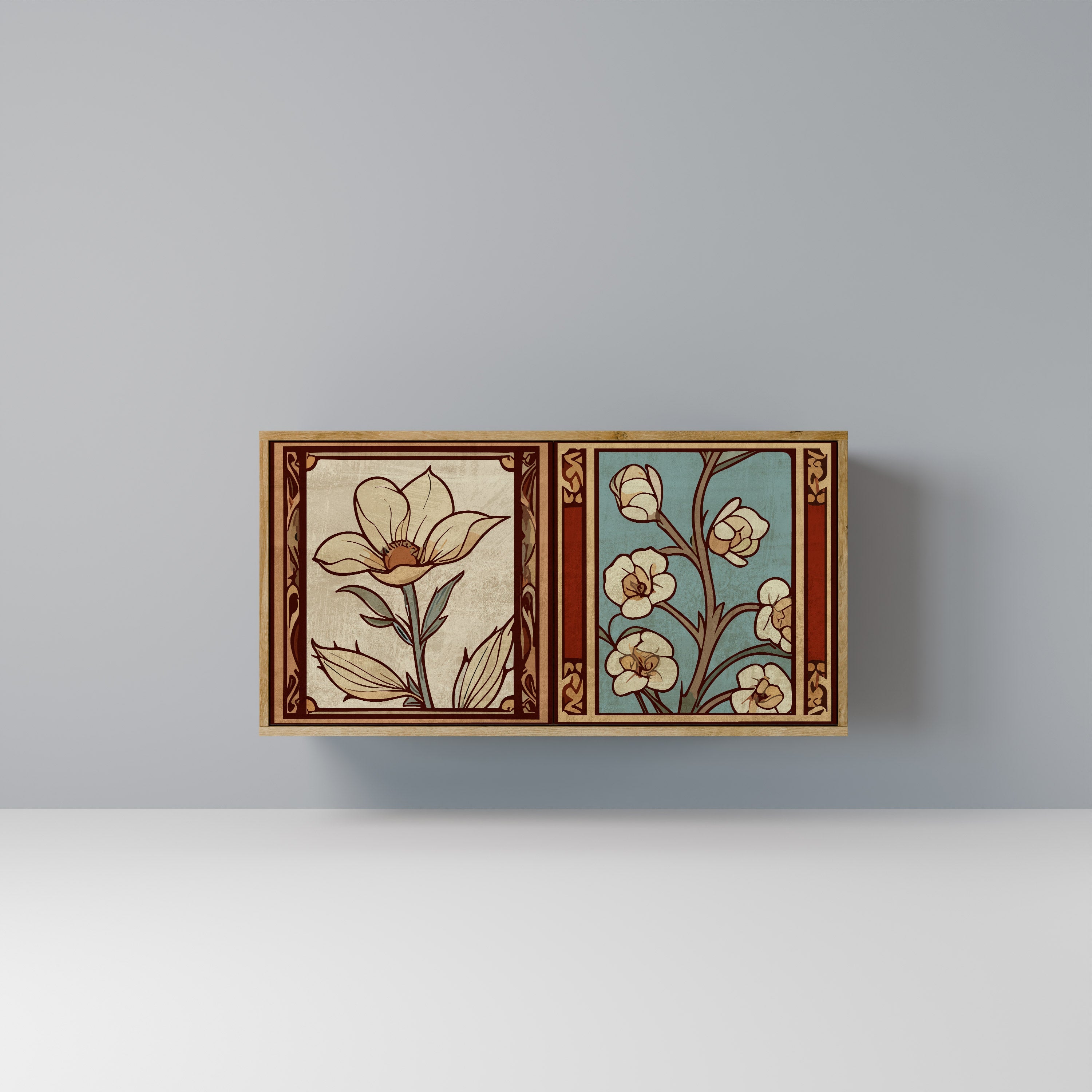 TIMELESS FLORA Μπουφές με 2 Πόρτες σε Απόχρωση Δρυός