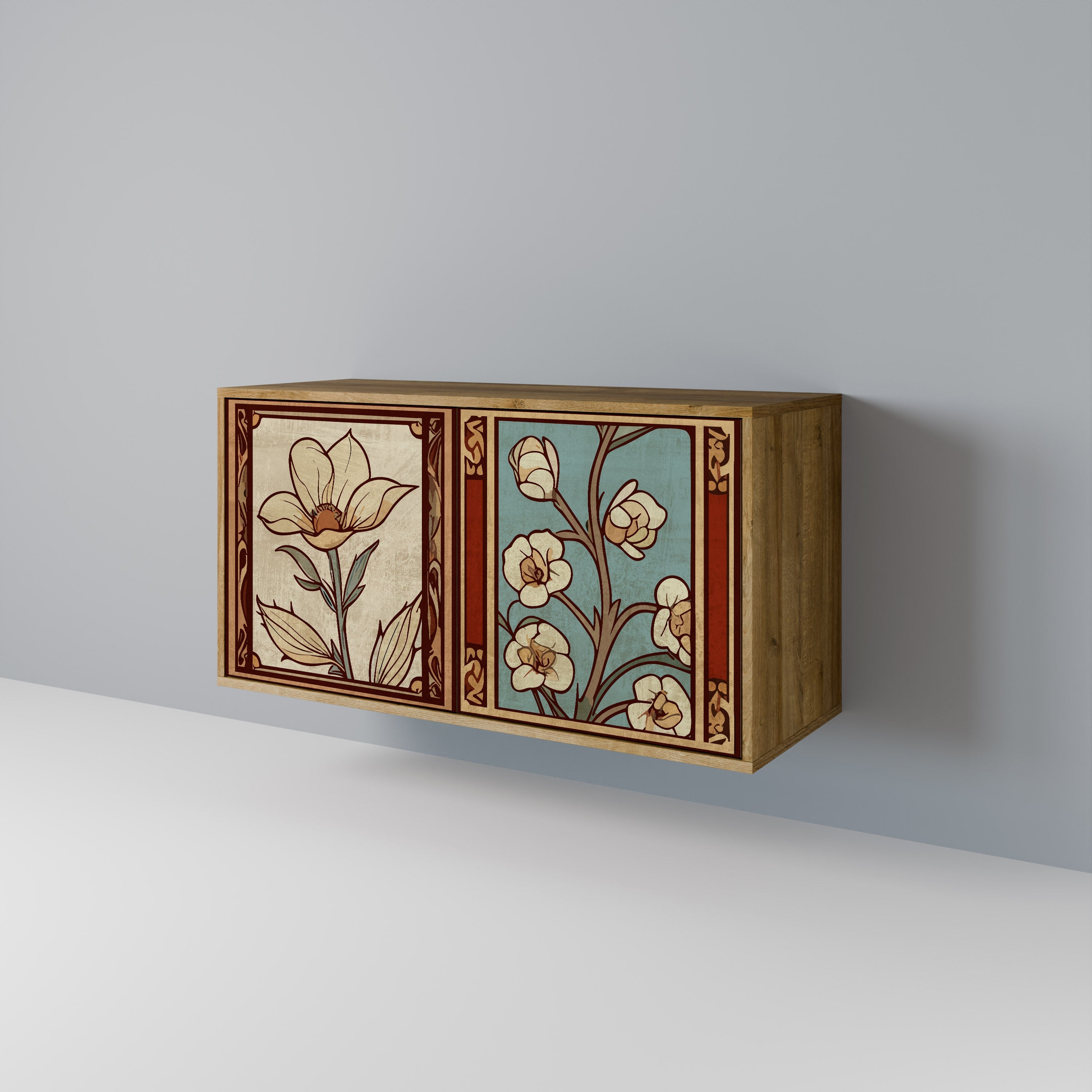 TIMELESS FLORA Μπουφές με 2 Πόρτες σε Απόχρωση Δρυός