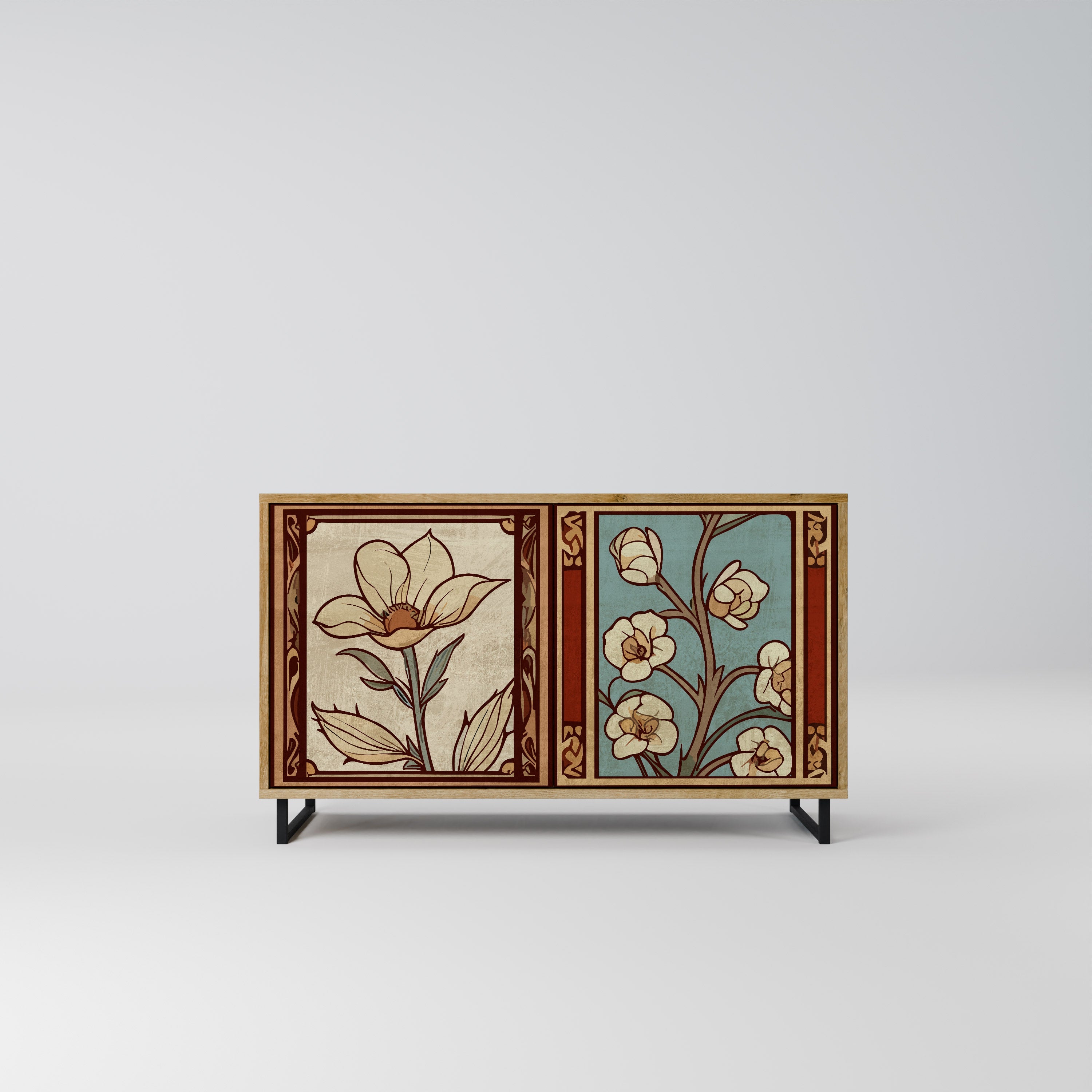 TIMELESS FLORA Μπουφές με 2 Πόρτες σε Απόχρωση Δρυός