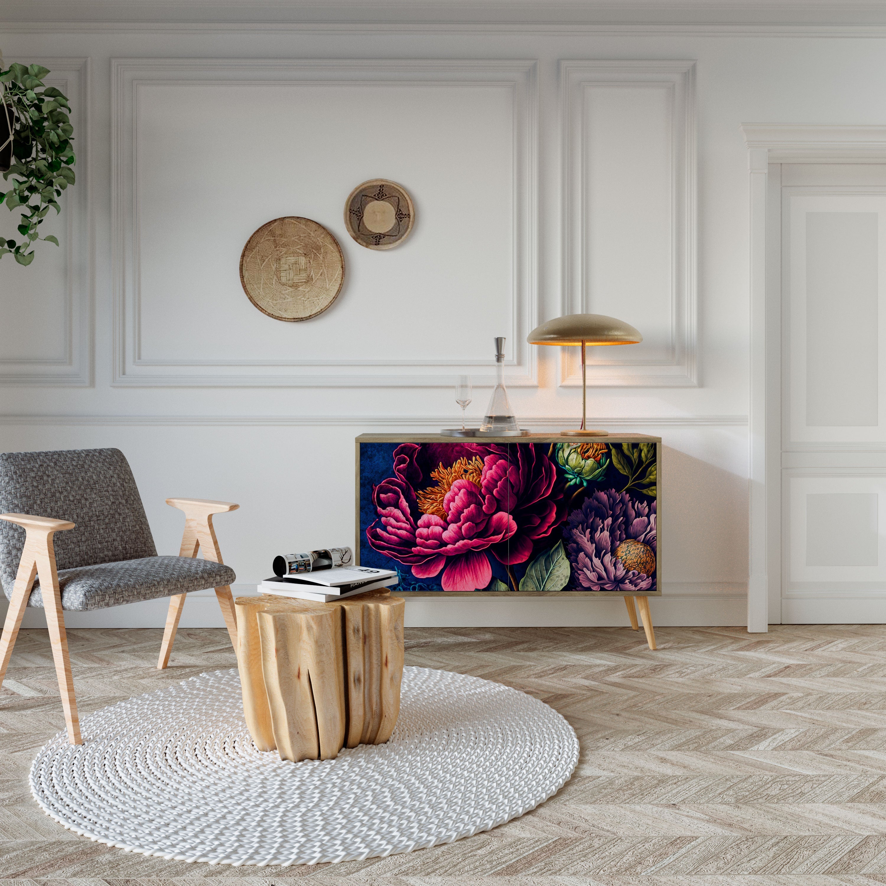 Μπουφές BLOOMING ELEGANCE με 2 πόρτες σε όψη δρυός