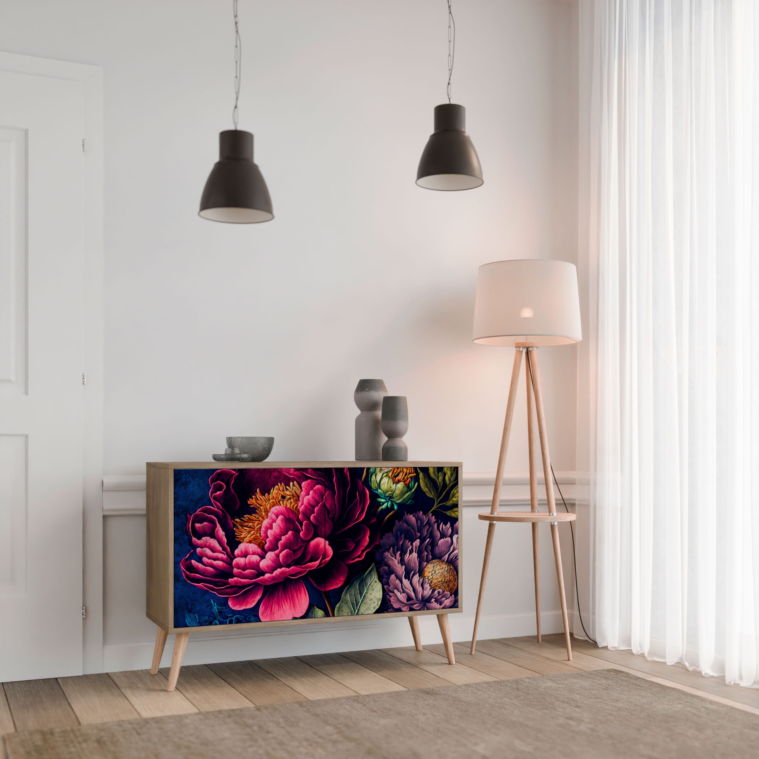 Μπουφές BLOOMING ELEGANCE με 2 πόρτες σε όψη δρυός