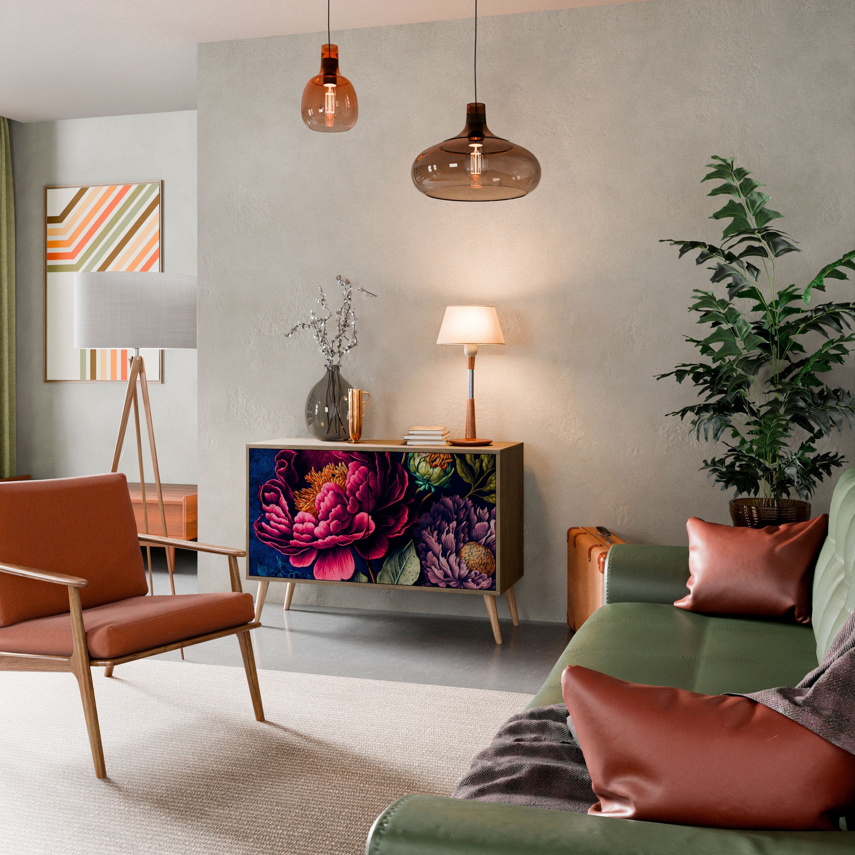 Μπουφές BLOOMING ELEGANCE με 2 πόρτες σε όψη δρυός