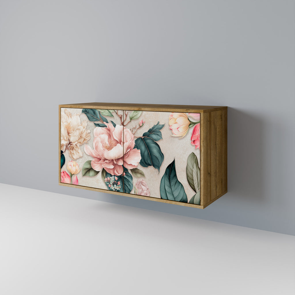 FLORAL GRACE Μπουφές με 2 Πόρτες σε Απόχρωση Δρυός