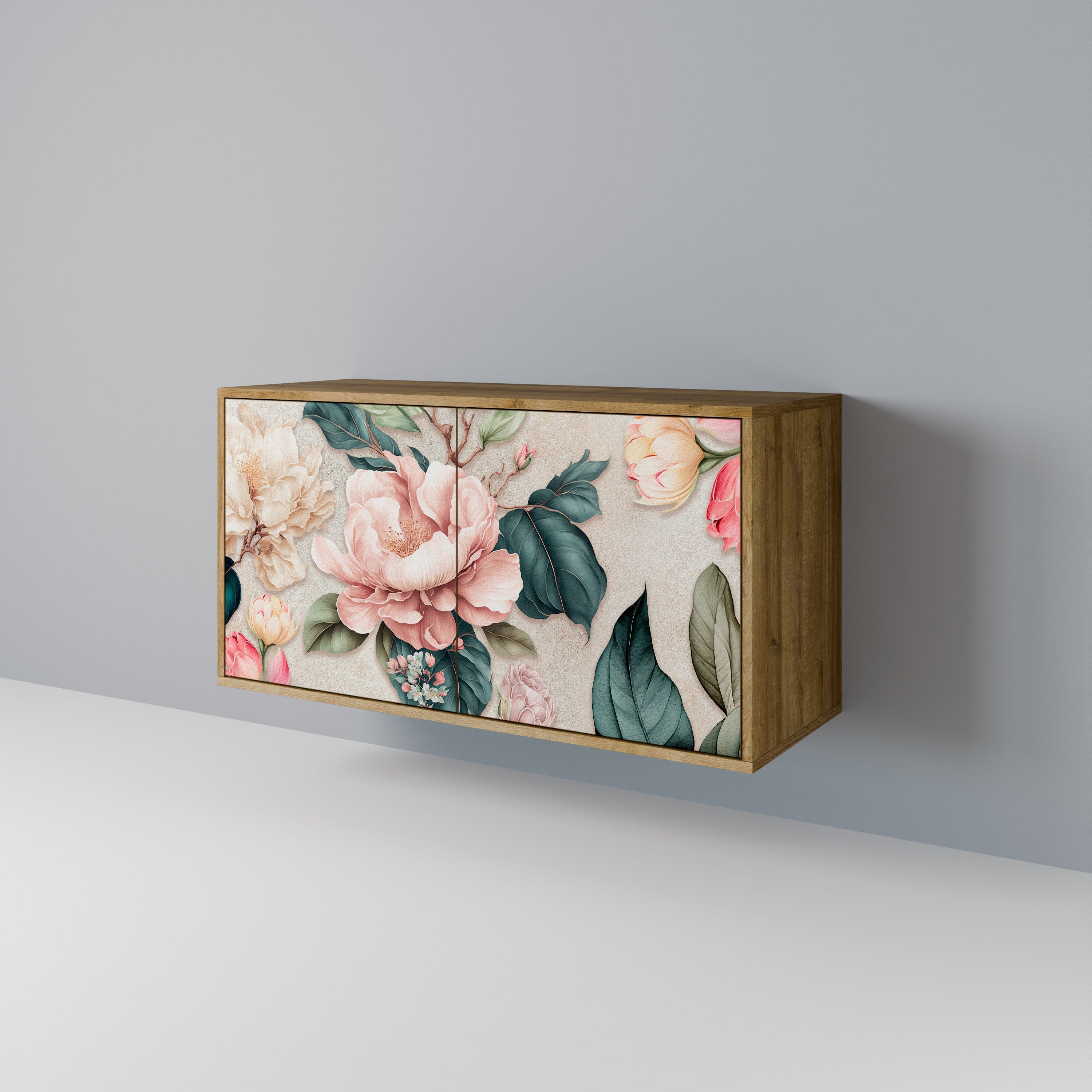 FLORAL GRACE Μπουφές με 2 Πόρτες σε Απόχρωση Δρυός