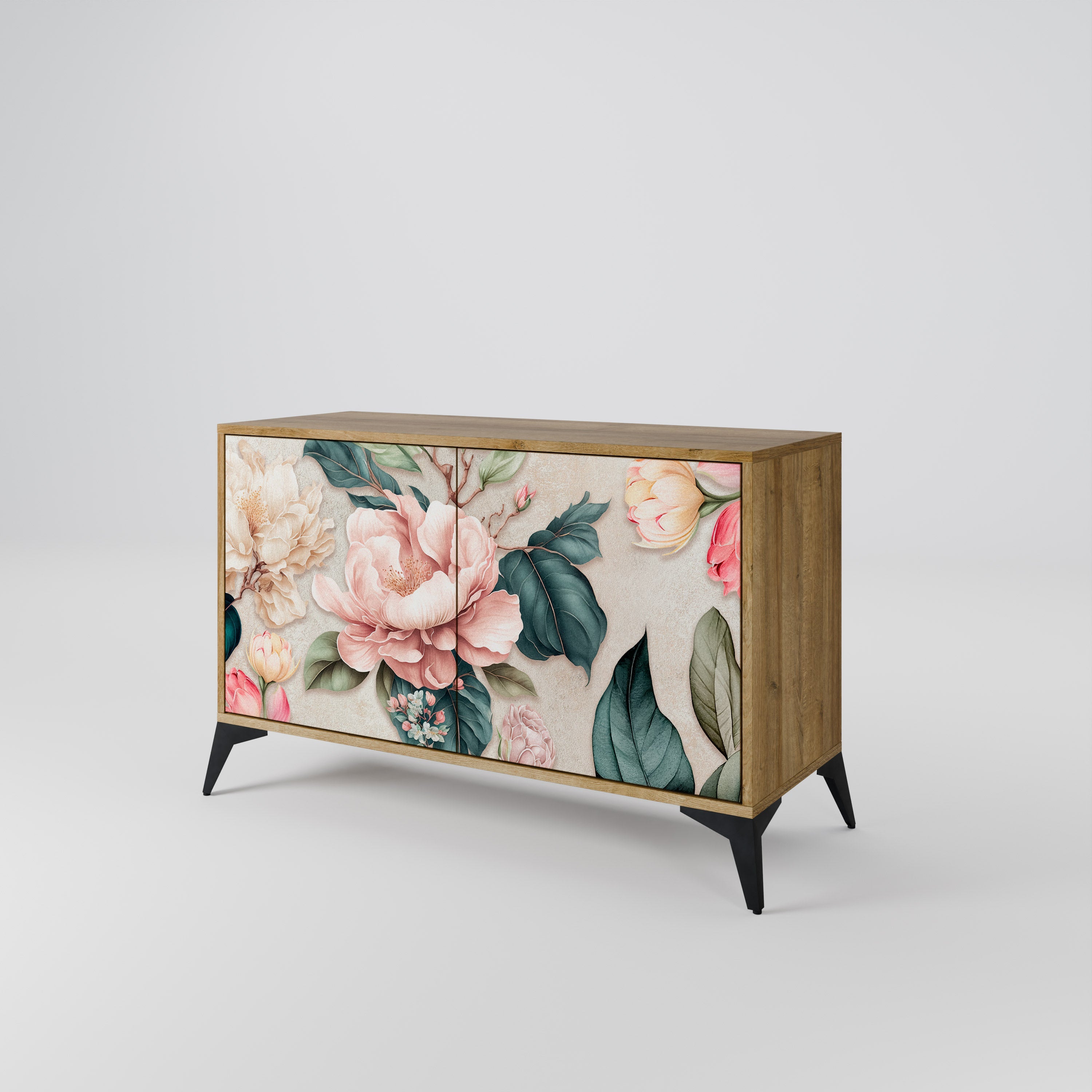 FLORAL GRACE Μπουφές με 2 Πόρτες σε Απόχρωση Δρυός