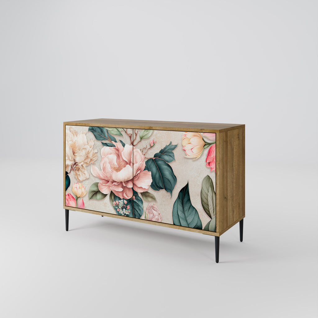 FLORAL GRACE Μπουφές με 2 Πόρτες σε Απόχρωση Δρυός