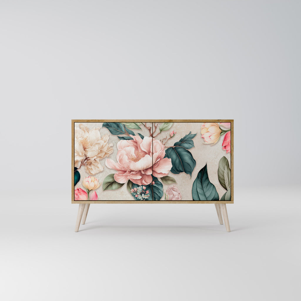 FLORAL GRACE Μπουφές με 2 Πόρτες σε Απόχρωση Δρυός