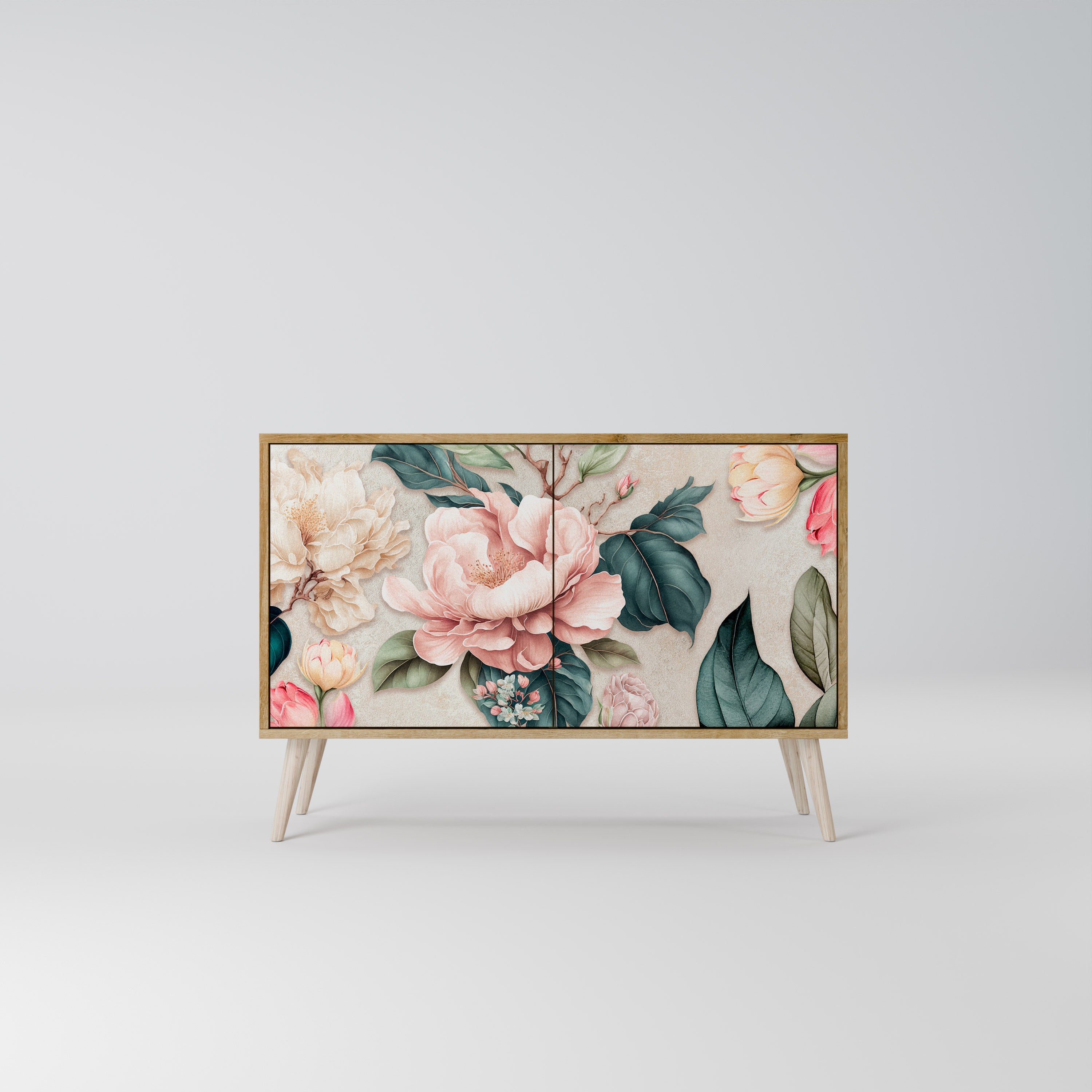 FLORAL GRACE Μπουφές με 2 Πόρτες σε Απόχρωση Δρυός