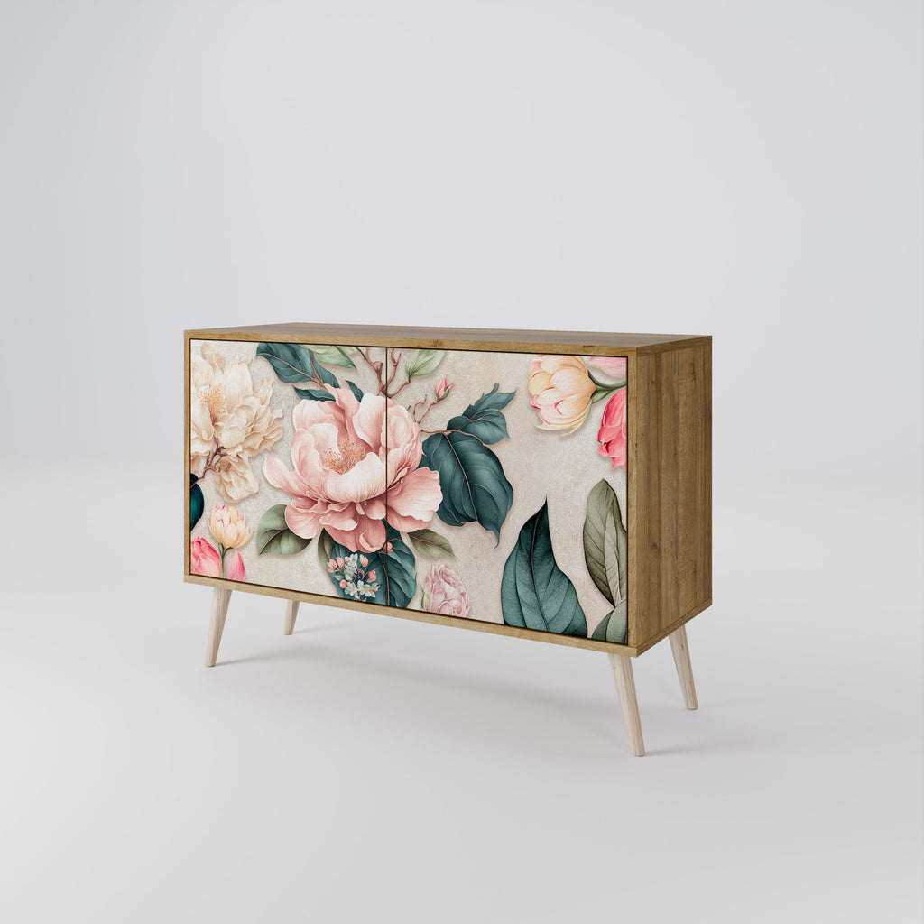 FLORAL GRACE Μπουφές με 2 Πόρτες σε Απόχρωση Δρυός